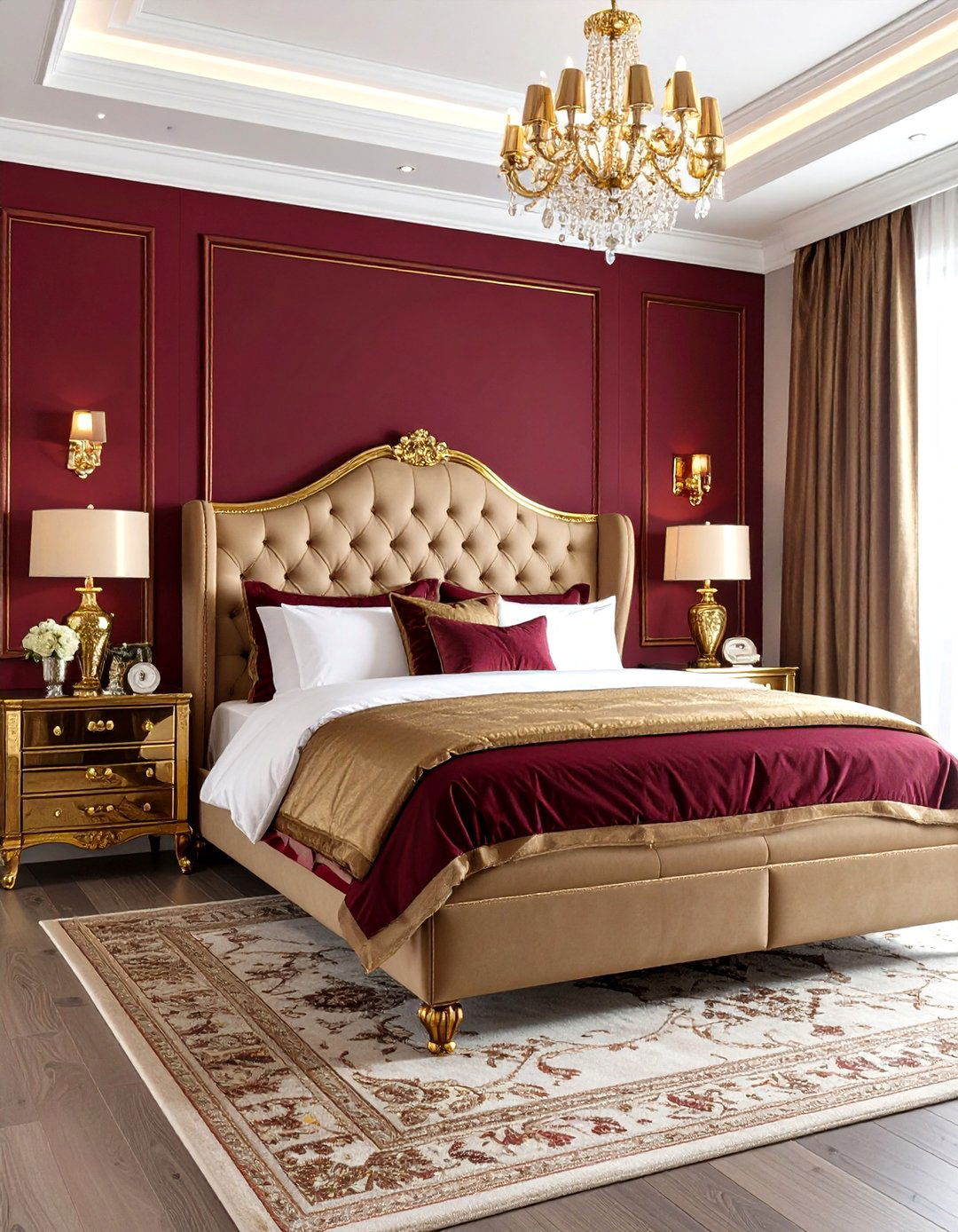 Burgundy and Gold Luxury Bedroom - 24 Burgundy Bedroom Ideas