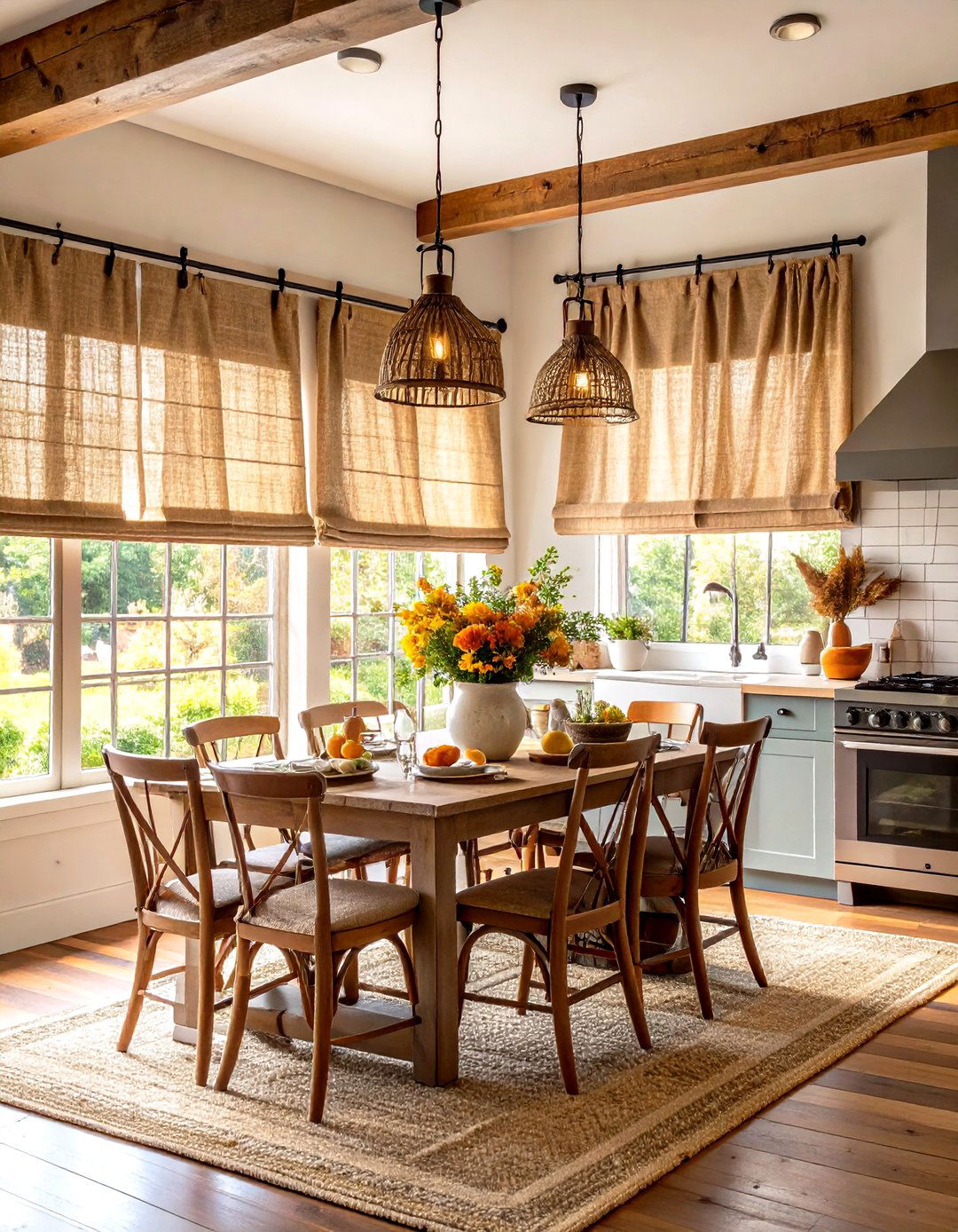 Burlap Valances with Rustic Charm - 24 Kitchen Curtain Ideas