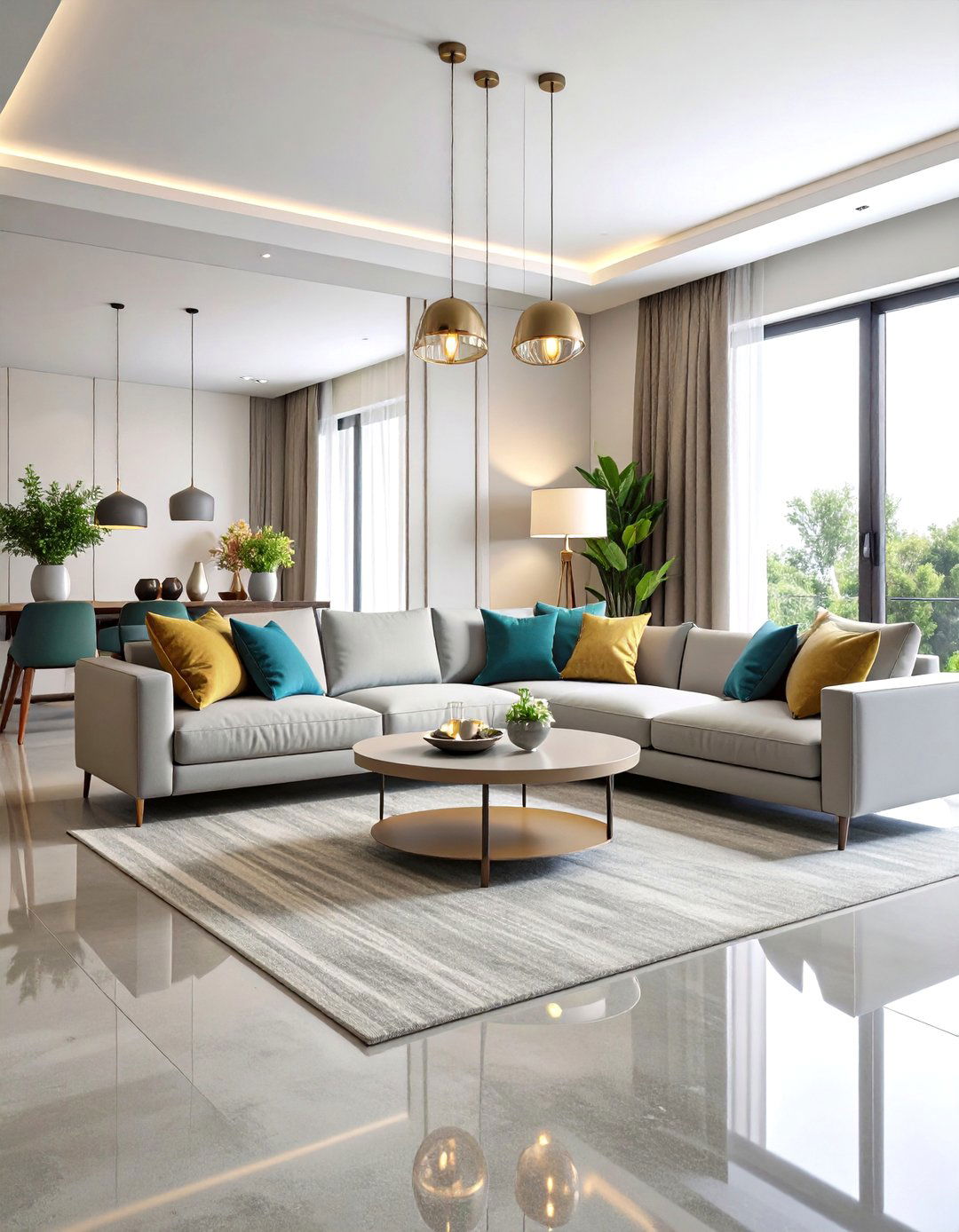 Burnished Concrete Floor with Satin Finish Appeal - 24 Concrete Floor Living Room Ideas
