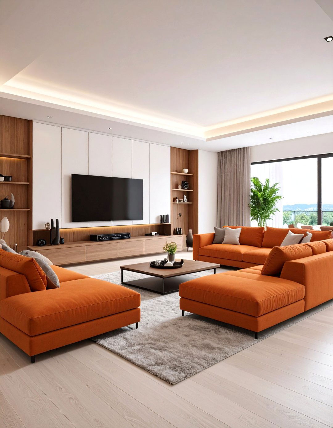 Burnt Orange Entertainment Zone - 24 Burnt Orange Living Room Ideas