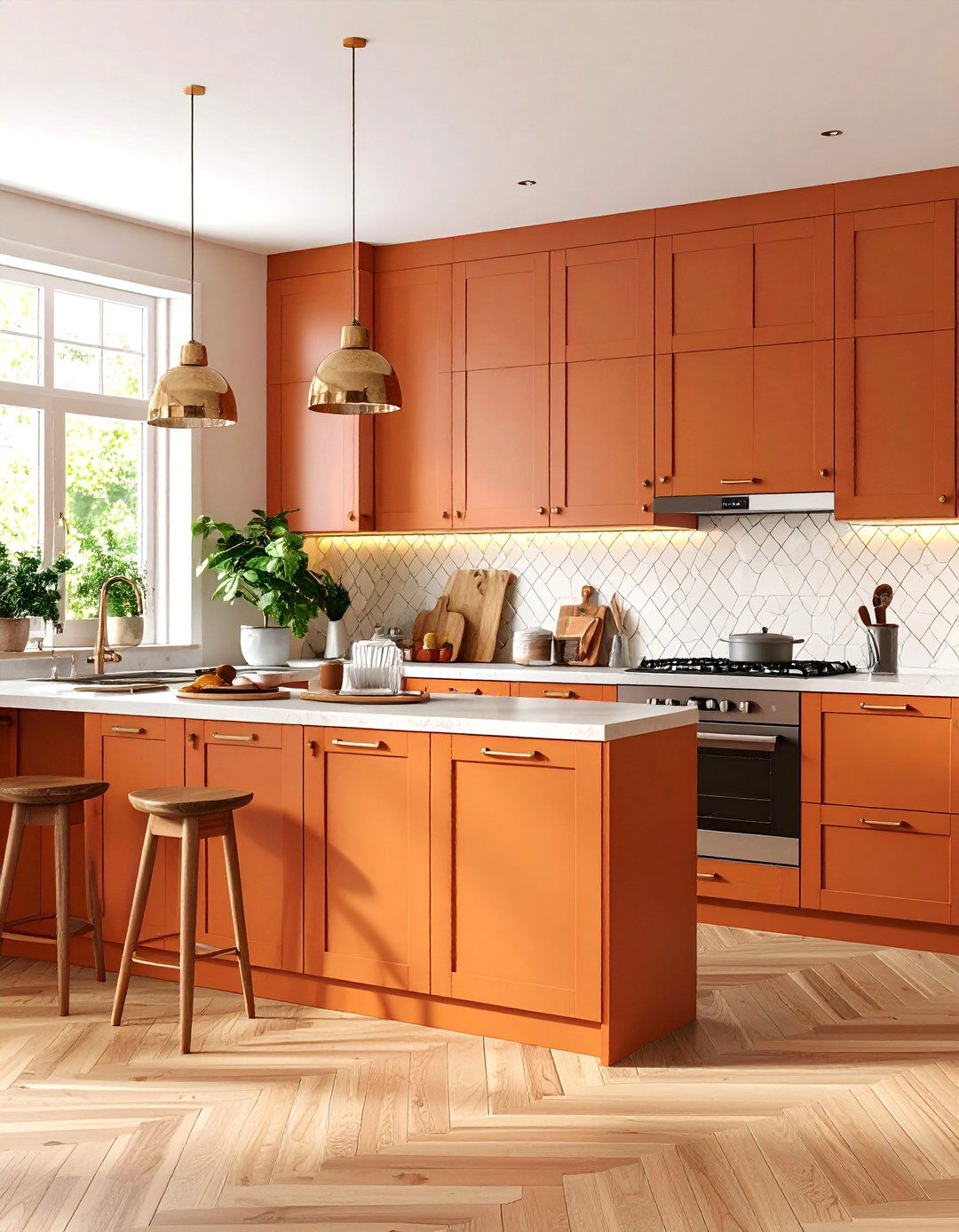Burnt Orange Kitchen Cabinets - 24 1970s-inspired Design Ideas
