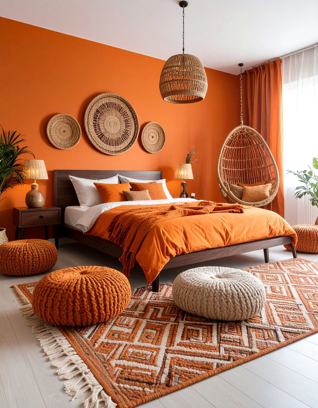 Burnt Orange Sunset Sanctuary - 24 60s Bedroom Ideas