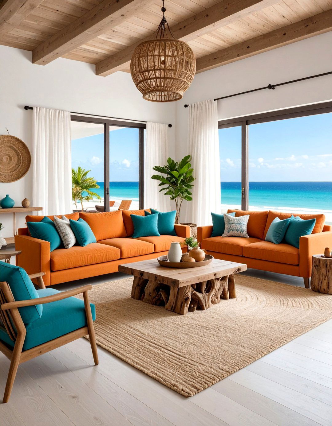 Burnt Orange and Teal Coastal Modern - 24 Burnt Orange Living Room Ideas