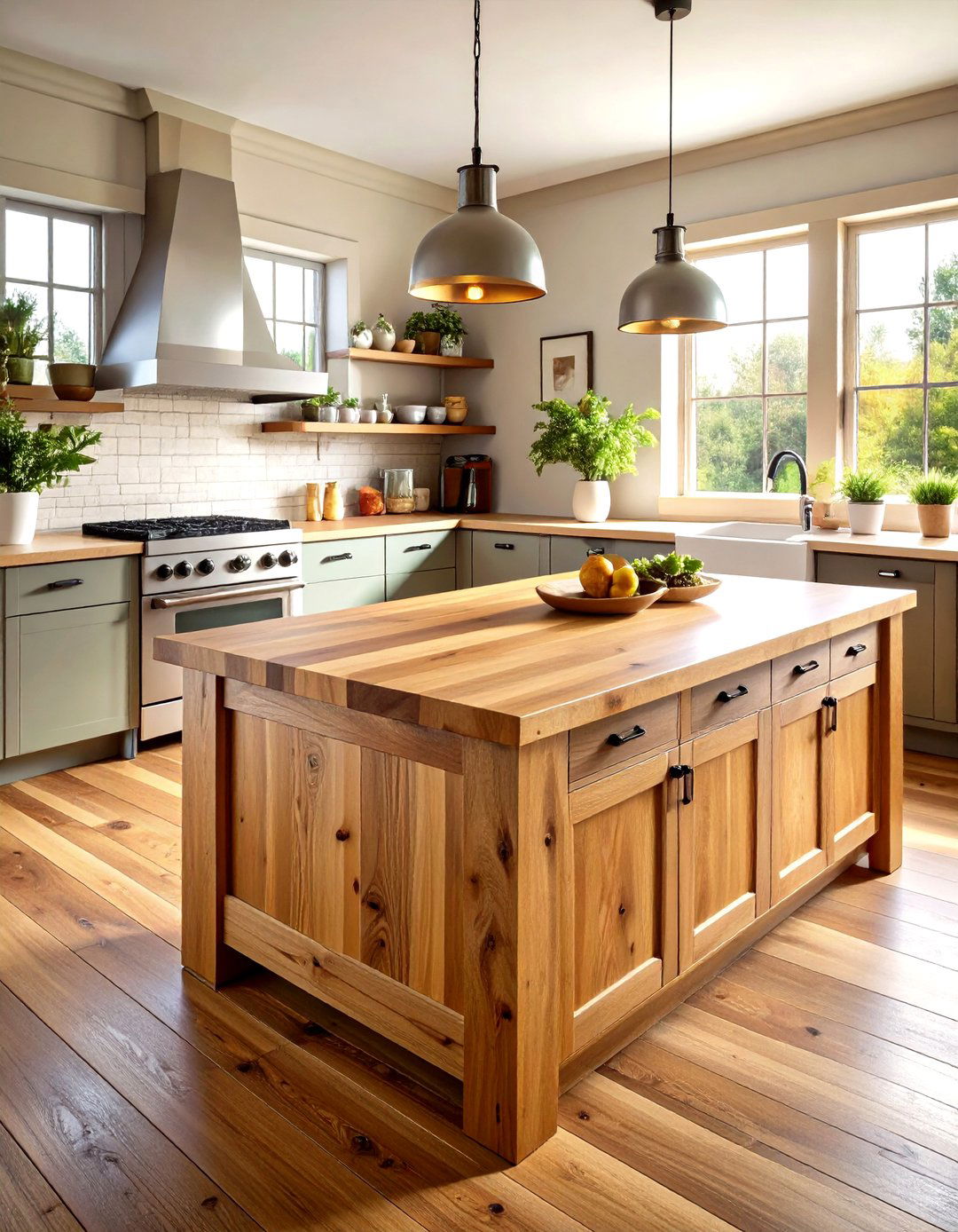Butcher Block Countertop Surfaces - 24 Primitive Kitchen Ideas