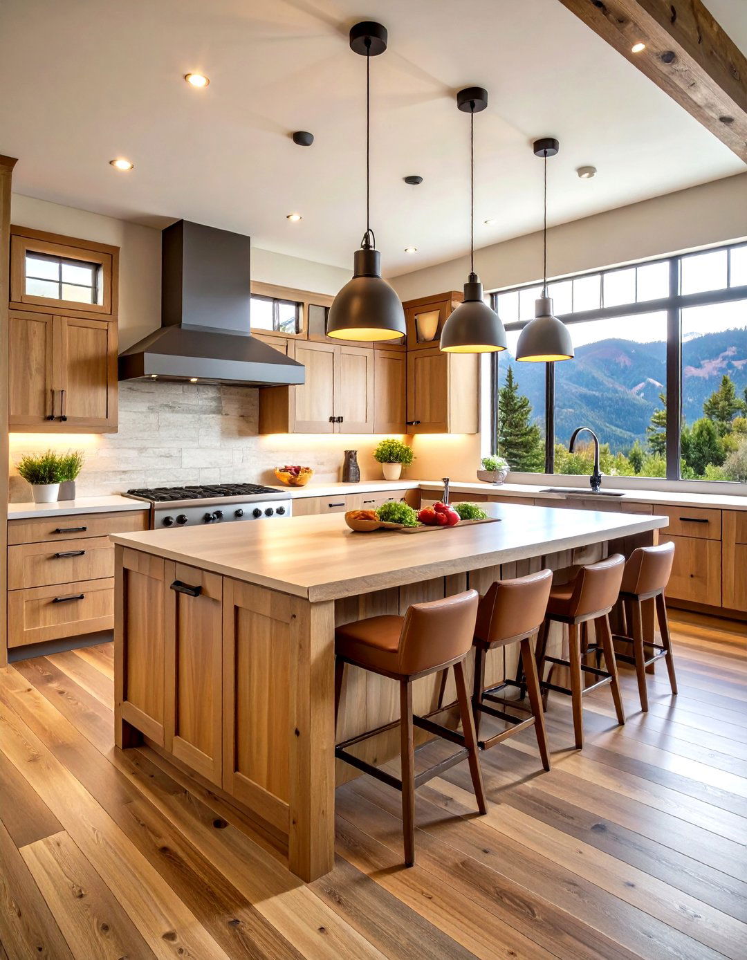 Butcher Block Island Kitchen - 24 Mountain House Kitchen Ideas
