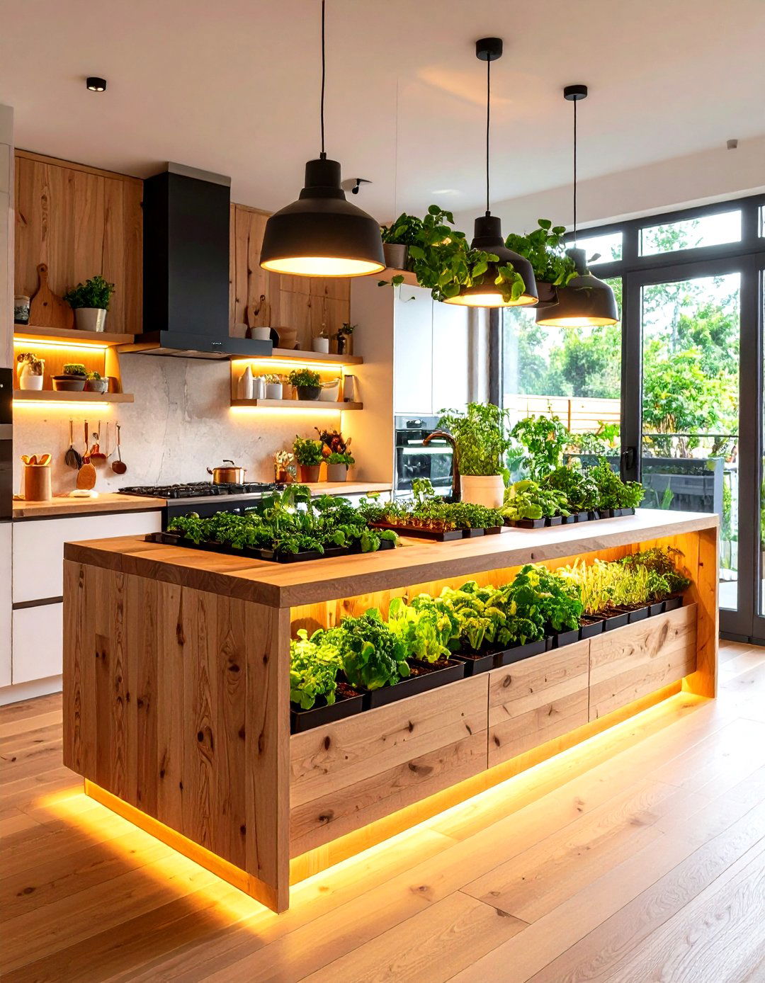 Butcher Block Islands with Integrated Herb Gardens - 24 Small Kitchen Island Ideas