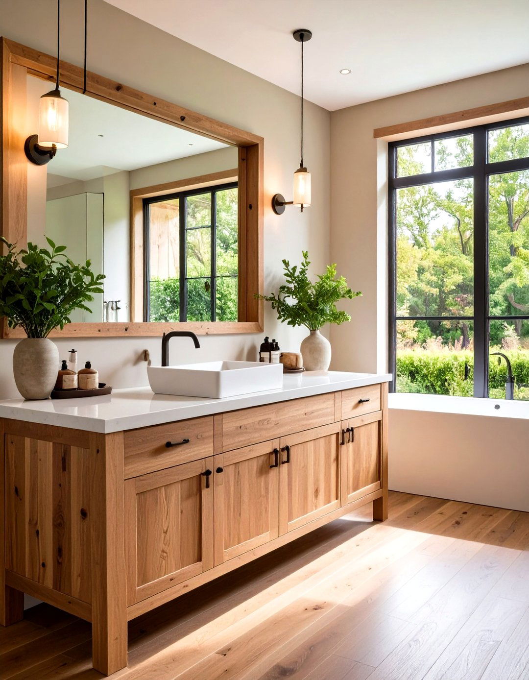 Butcher Block Style Vanity Top - 24 Wood Bathroom Vanity Ideas