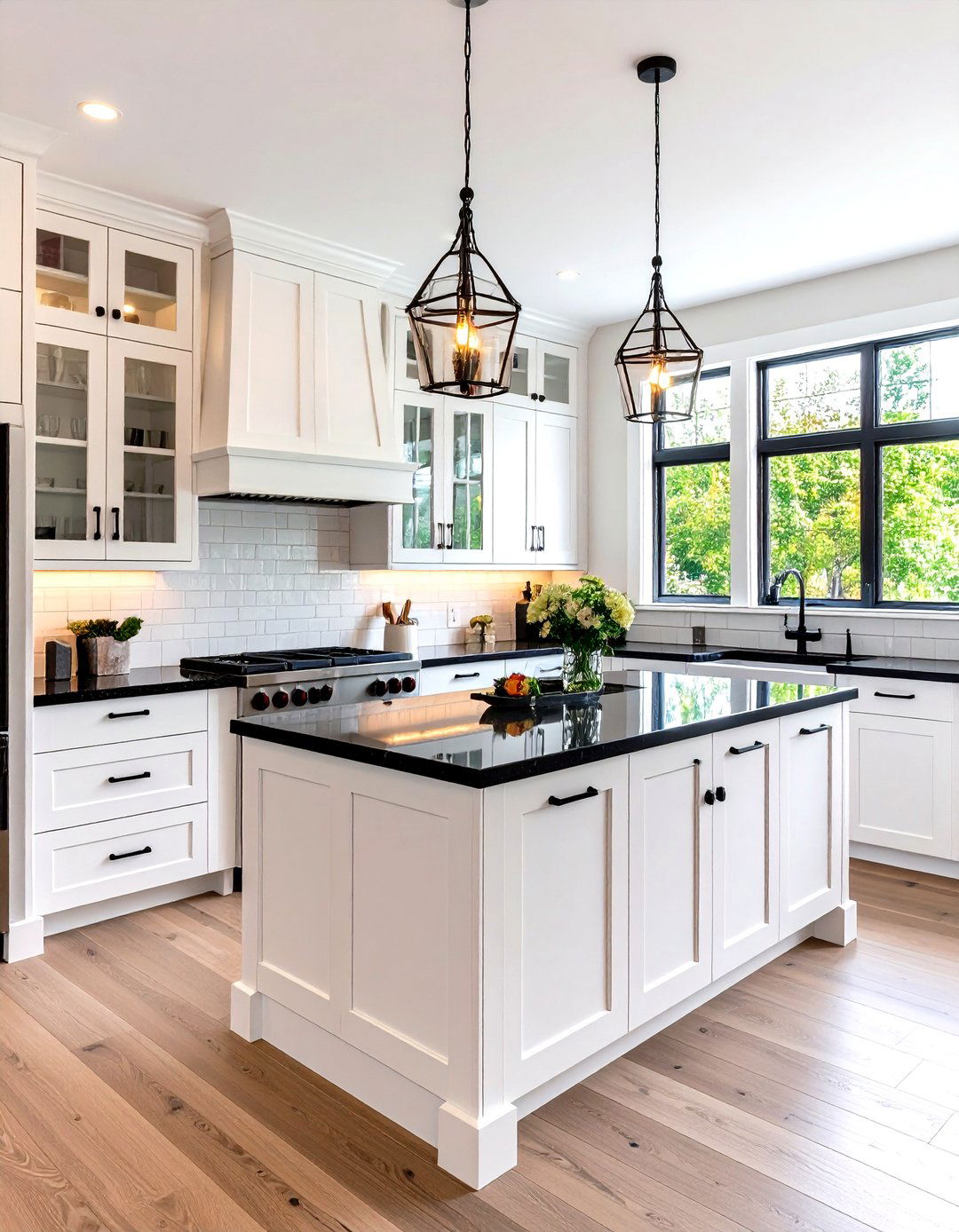 Butlers Pantry with Serving Station Design - 24 white kitchen with black countertops ideas
