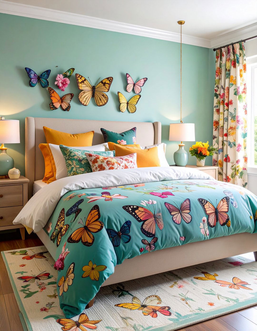 Butterfly Bedding and Textile Focus - 24 Butterfly-themed Room Ideas
