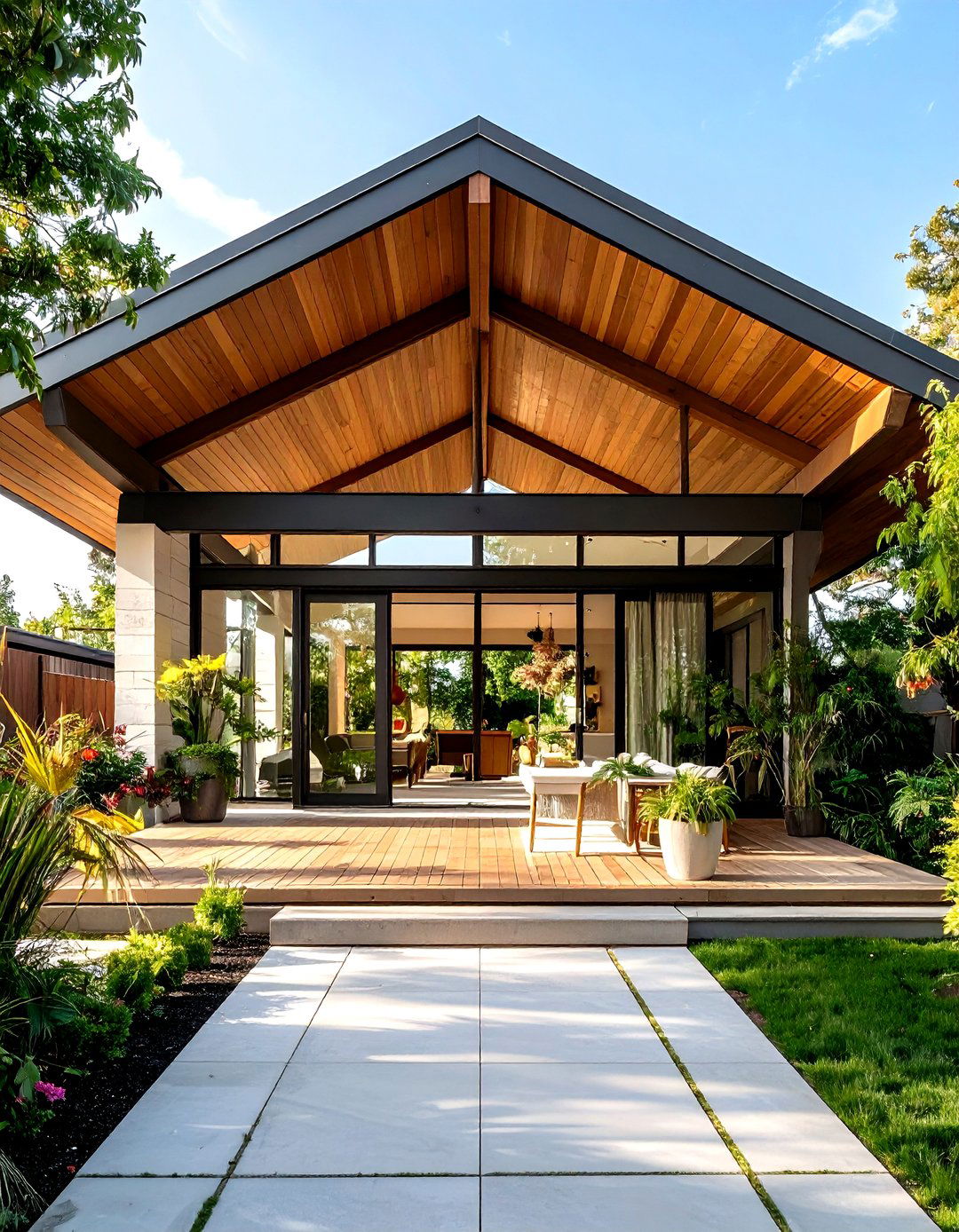 Butterfly Roof Modern Expression - 24 Front Porch Roof Ideas