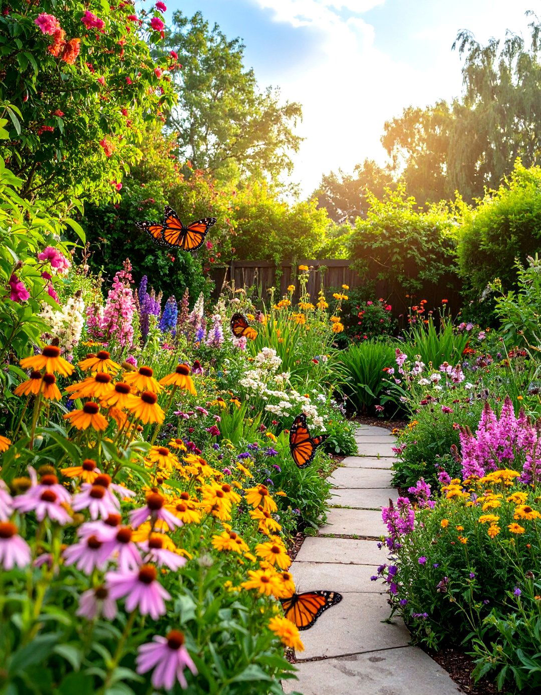 Butterfly and Pollinator Garden - 24 Simple Fence Line Landscaping Ideas