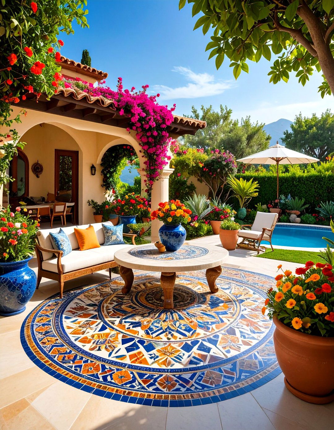 Byzantine Mosaic Masterpiece - 24 Painted Concrete Patio Ideas