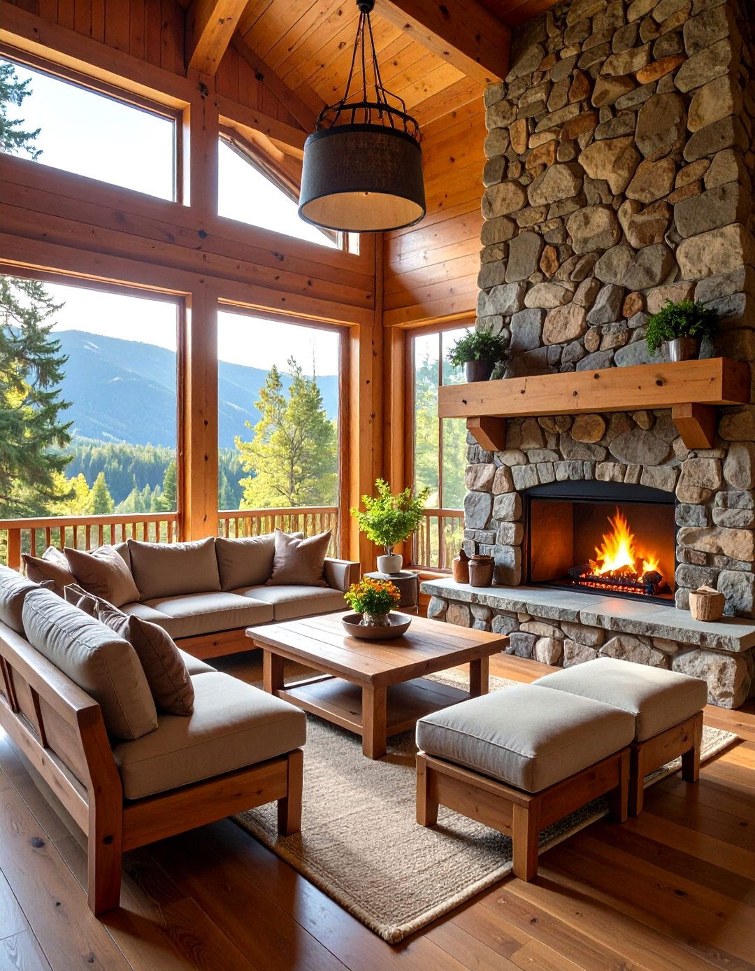 Cabin Fireplace with Seating Wall - 24 Cabin Fireplace Ideas