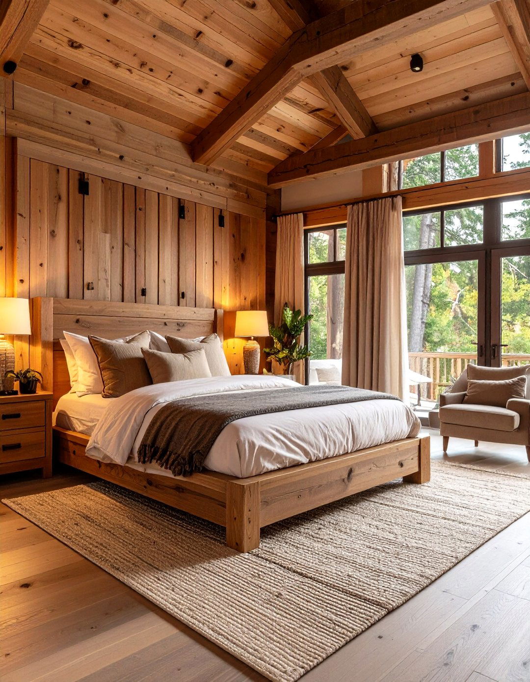 Cabin Master Bedroom with Walk in Closet Integration - 24 Cabin Bedroom Ideas