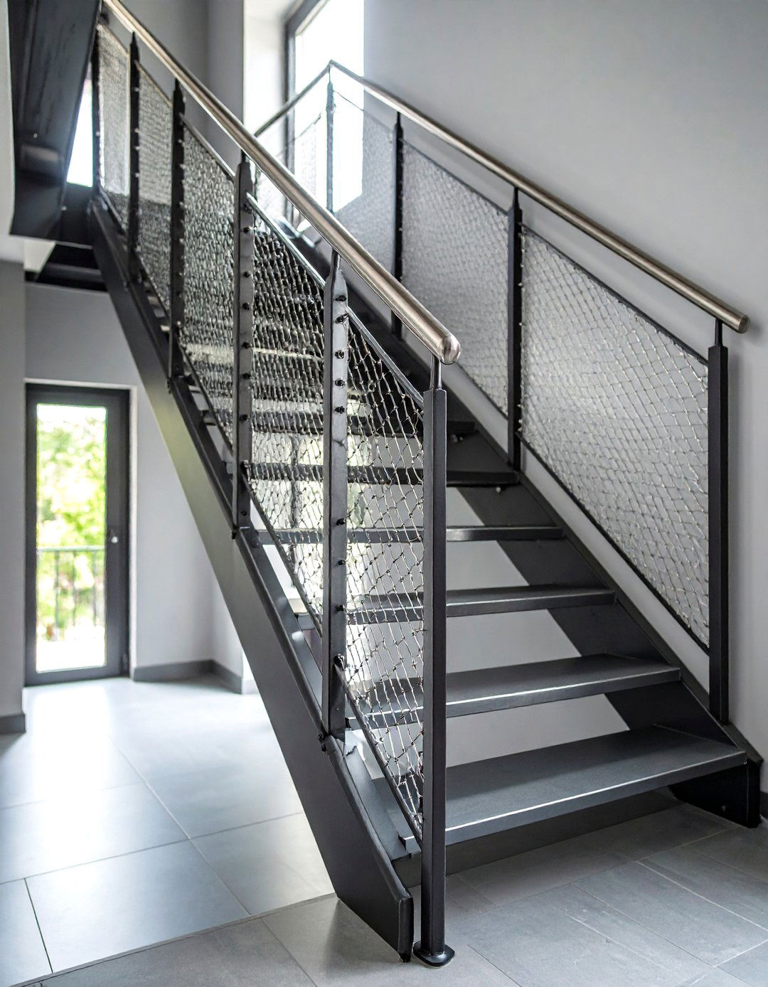 Cable Mesh Safety Railings - 24 Stair Railing Ideas