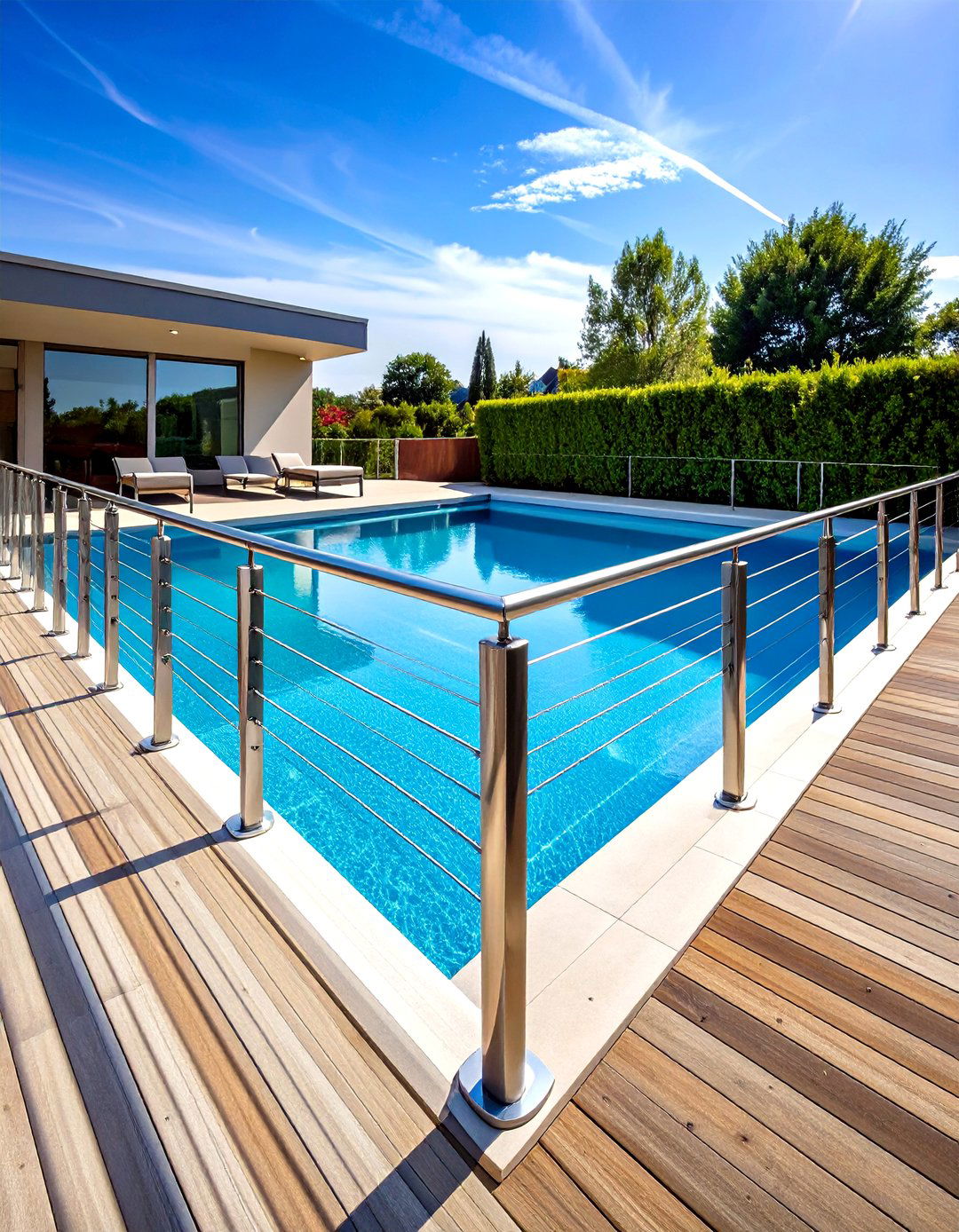 Cable Rail Pool Fence with Stainless Steel Framework - 24 Pool Fence Ideas
