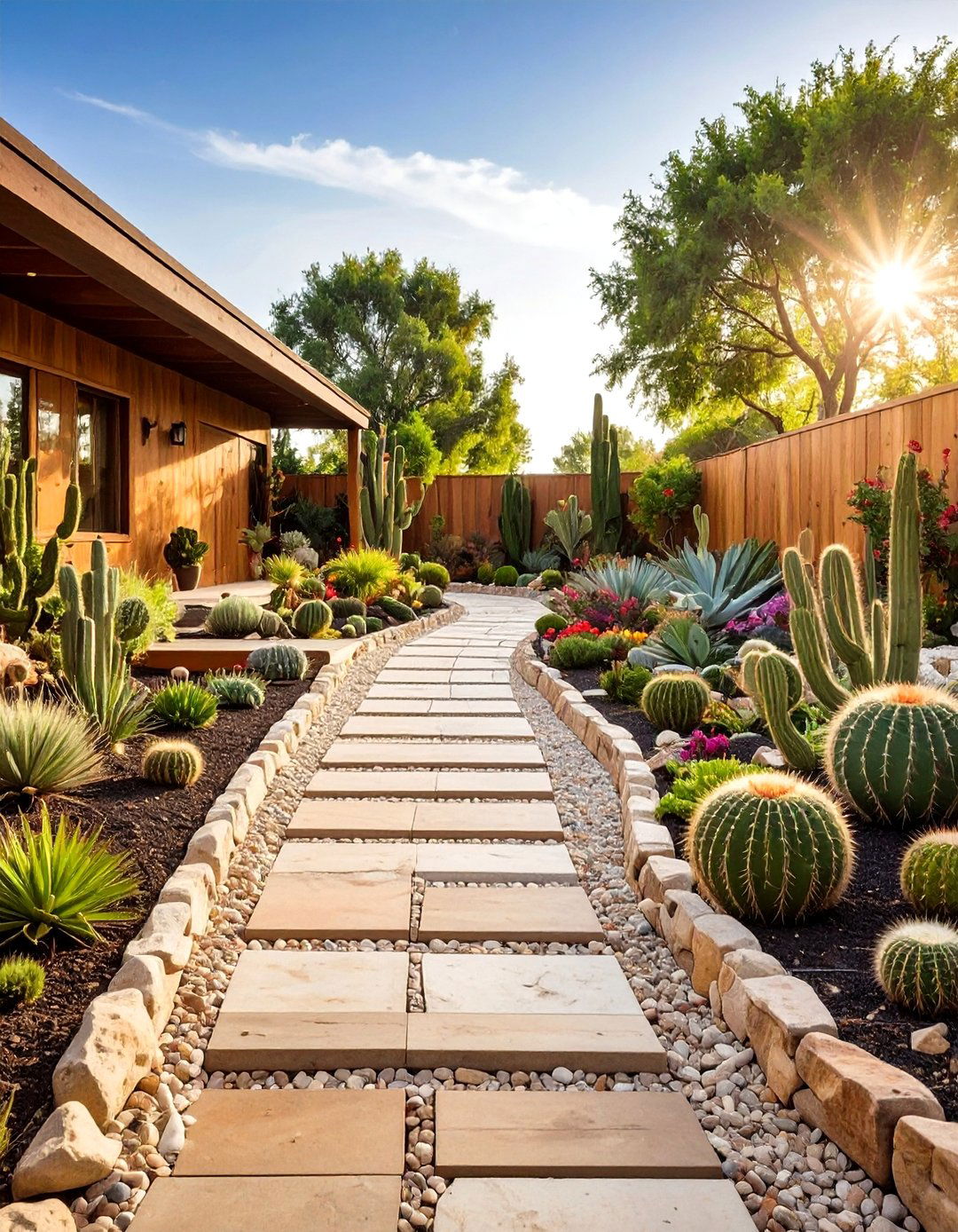 Cactus Garden with Decorative Gravel - 24 Arizona Backyard Ideas