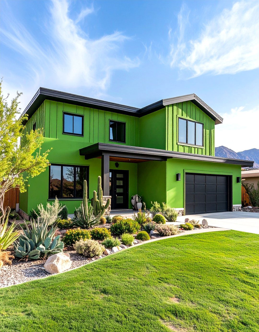 Cactus Green Vibrant Desert Inspired Scheme - 24 Dark Green Exterior Paint Color Schemes