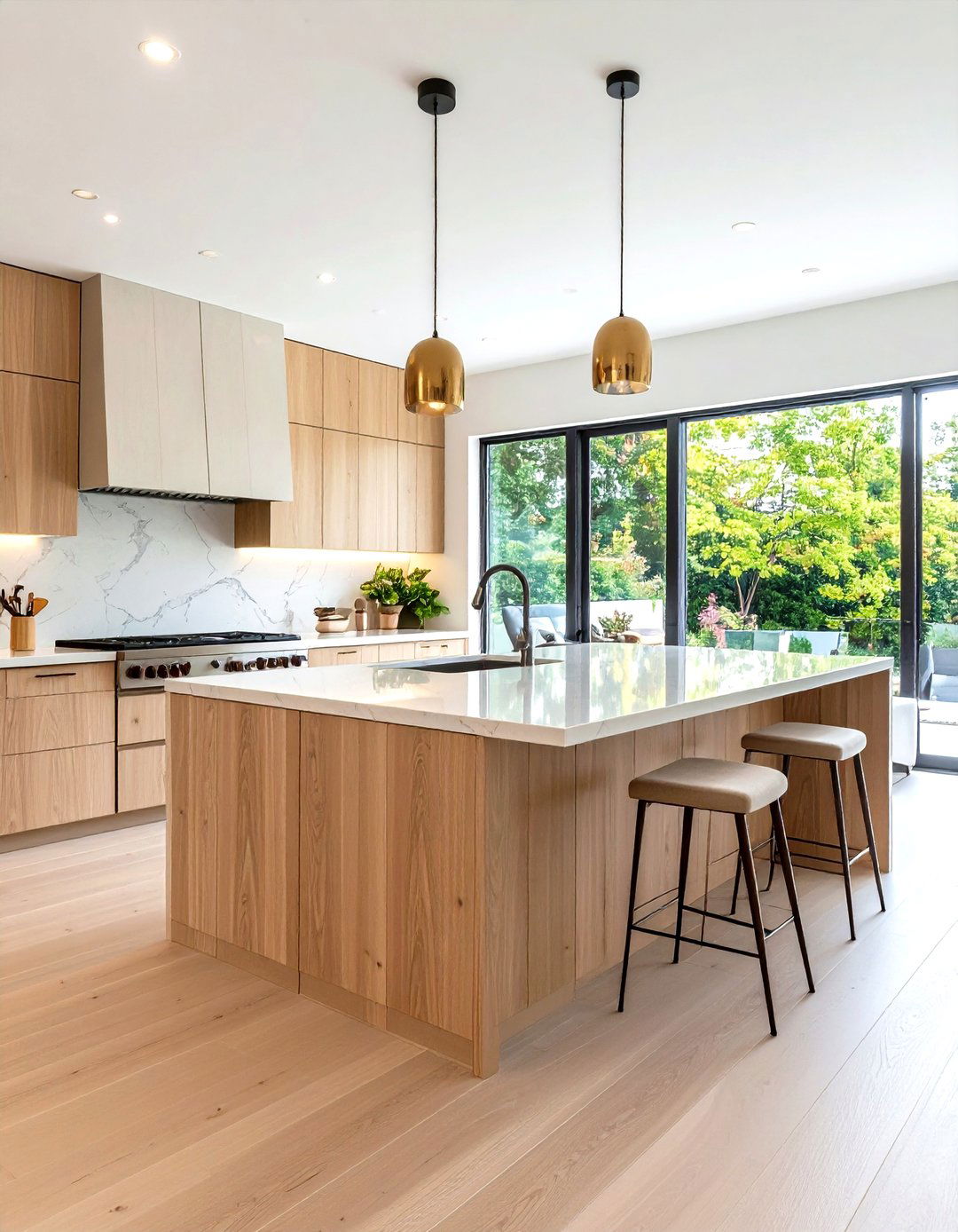 Caesarstone Waterfall Island with Breakfast Bar - 24 Waterfall Kitchen Island Ideas