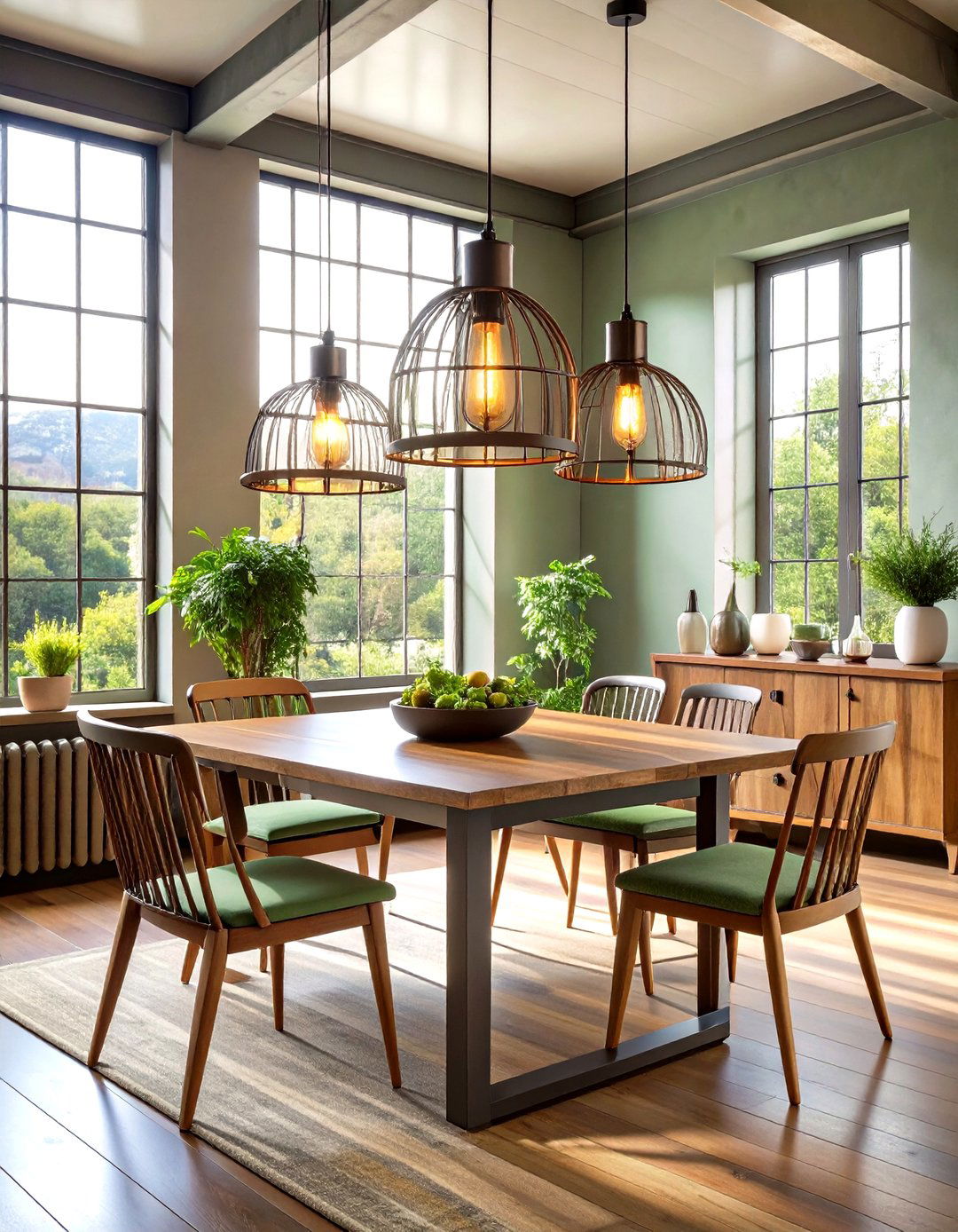 Cage Light Industrial - 24 Dining Room Lighting Ideas
