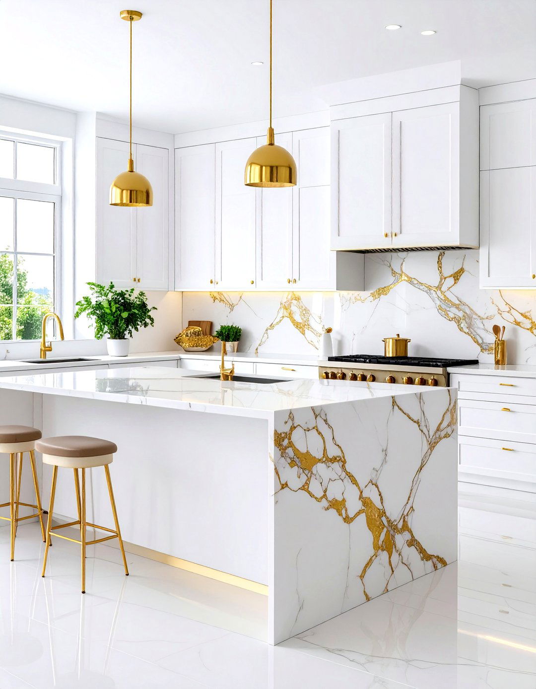 Calacatta Gold Marble Luxury Installation - 24 Marble Kitchen Floor Ideas