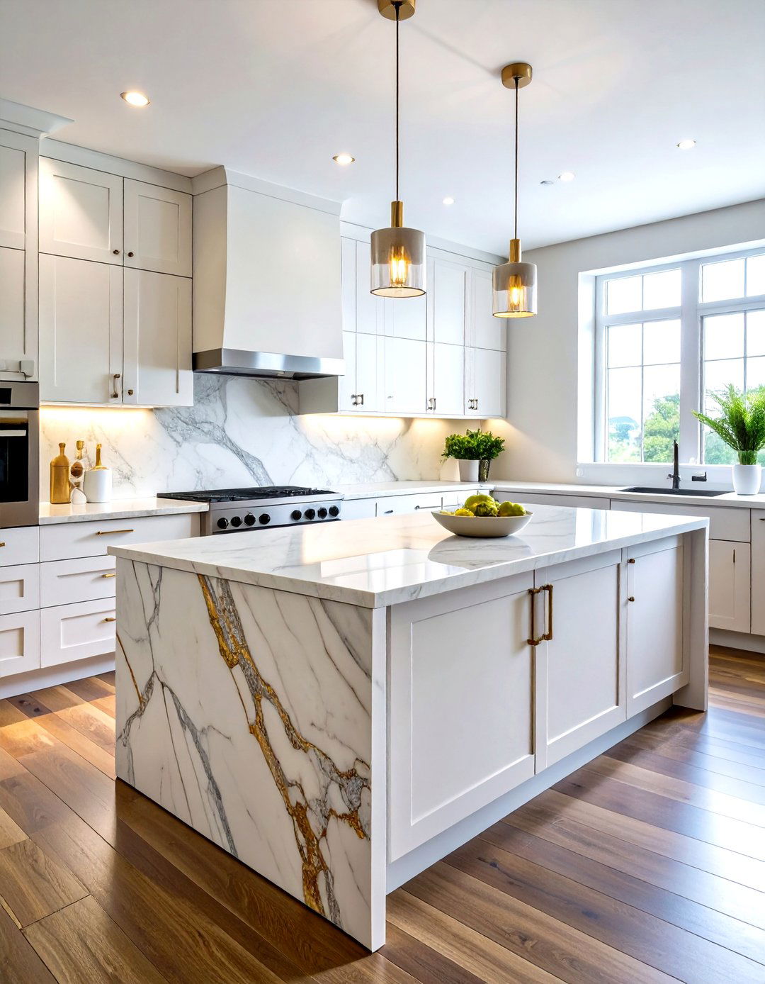 Calacatta Marble Slab Splashback - 24 Kitchen Splashback Ideas