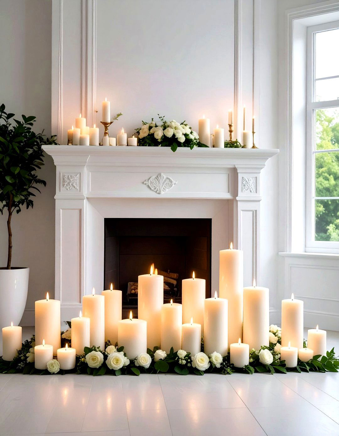Candle Arrangement Lighting - 24 Fireplace Lighting Ideas