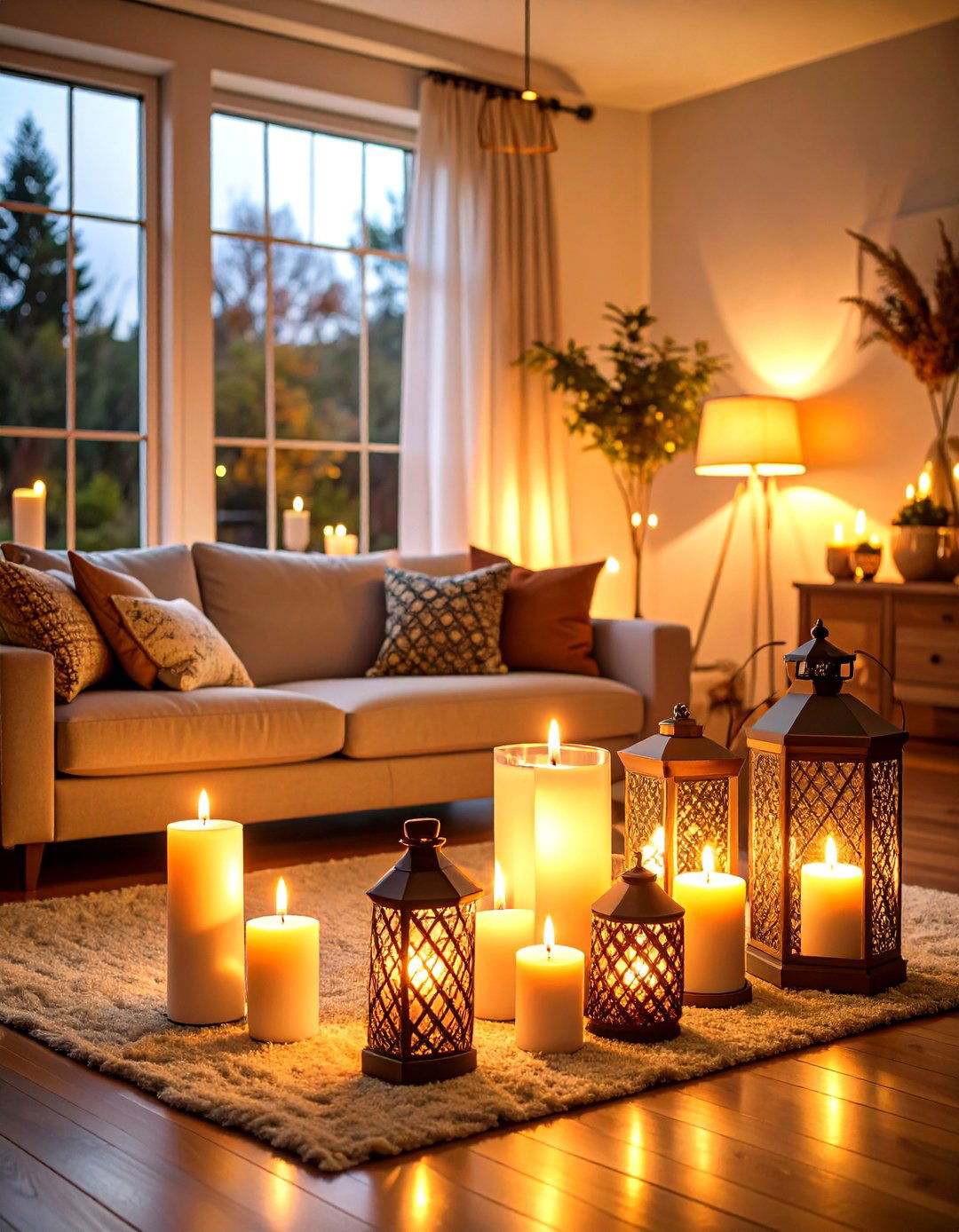 Candlelit Ambiance Fall Living Room - 24 Fall Living Room Ideas