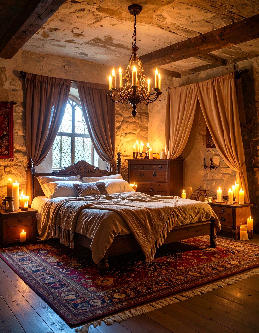 Candlelit Medieval Chamber - 24 dark academia bedroom ideas