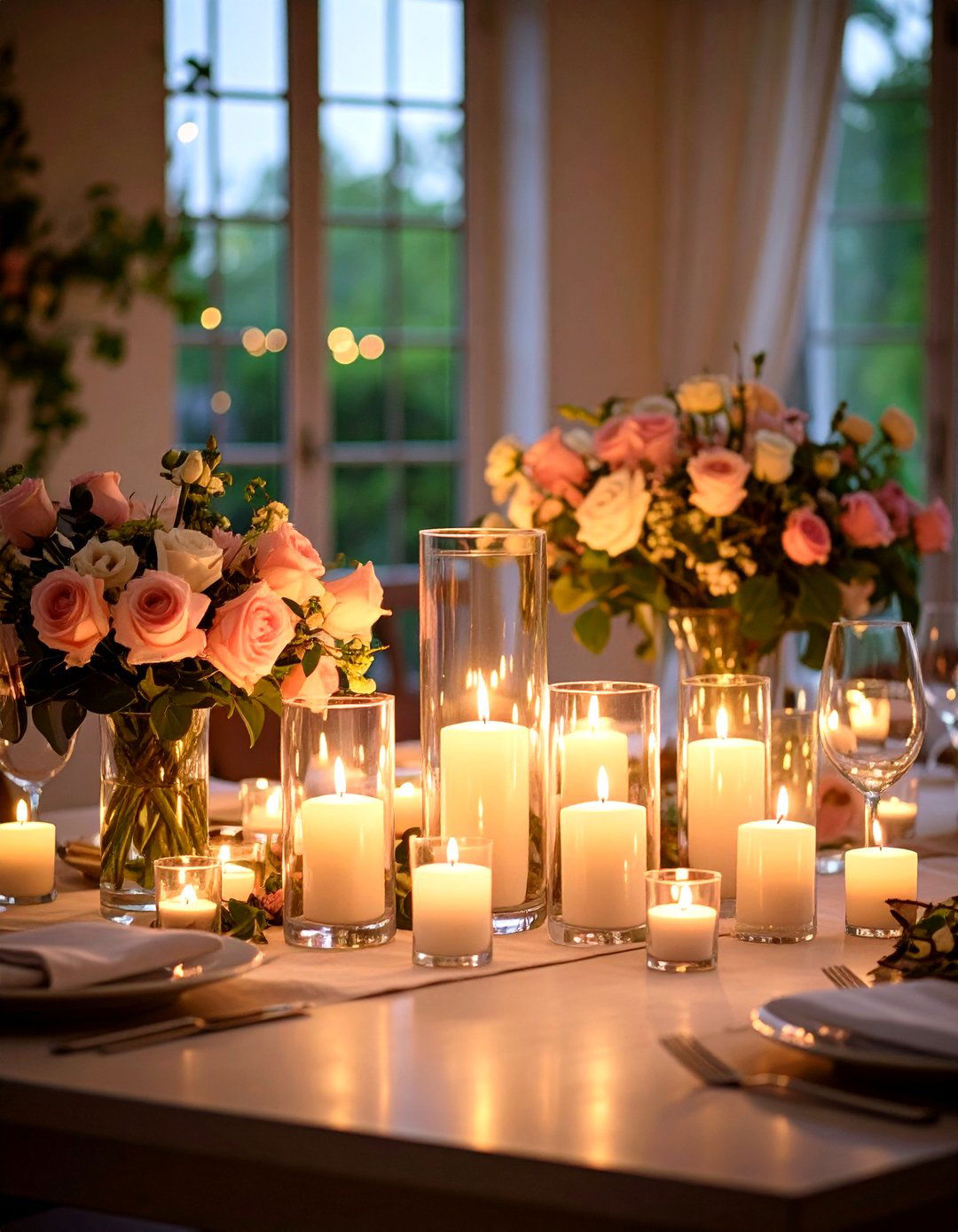 Candlelit Romantic Flower Gardens - 24 Flower Centerpiece Ideas