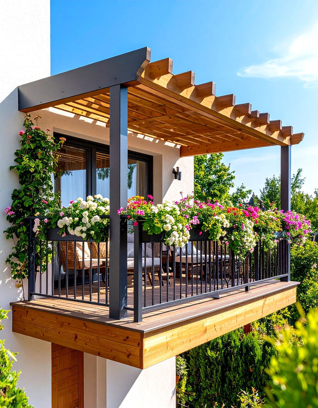 Cantilever Balcony with Pergola Canopy System - 24 Cantilever Balcony Ideas