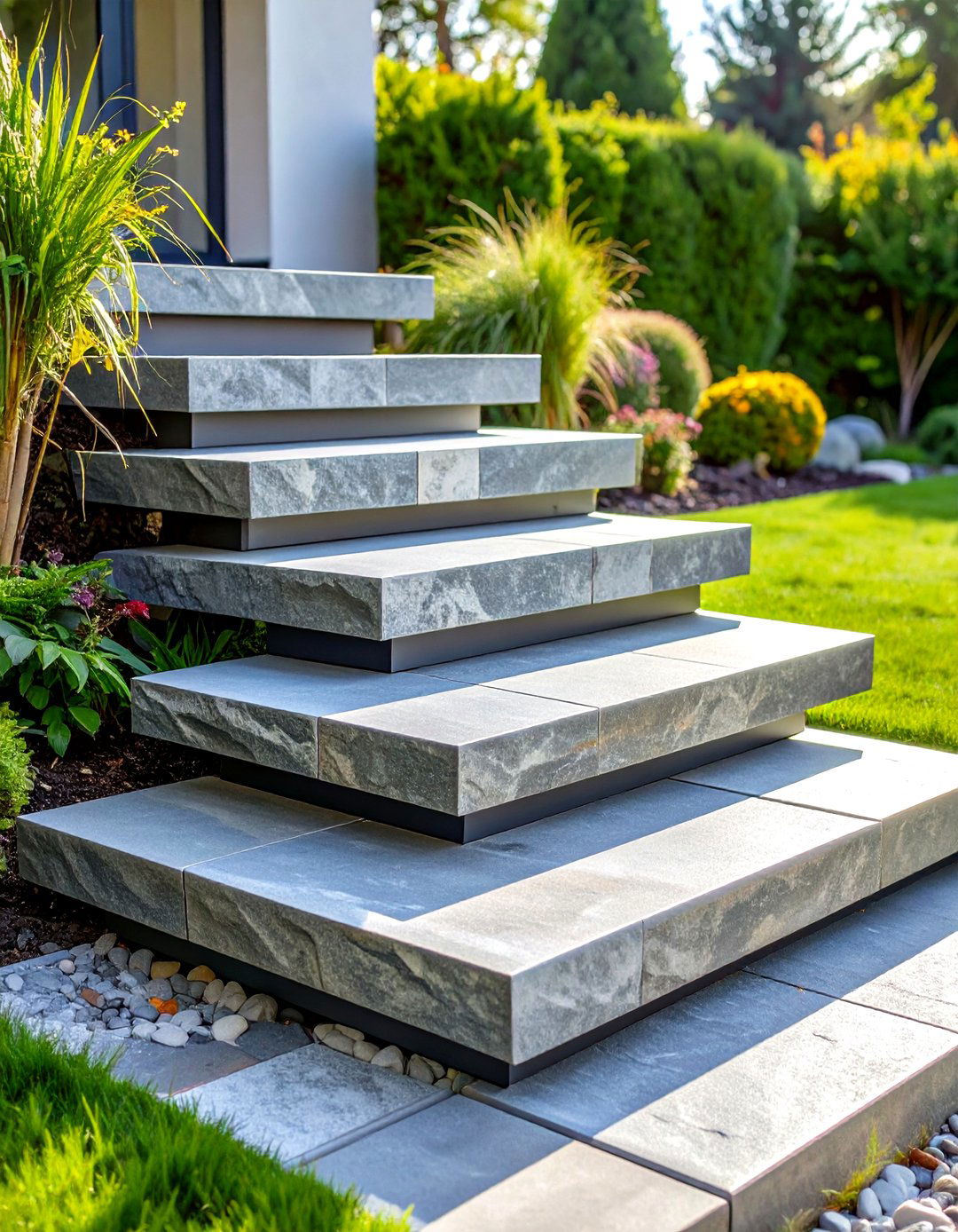 Cantilever Floating Flagstone Steps - 24 Flagstone Steps