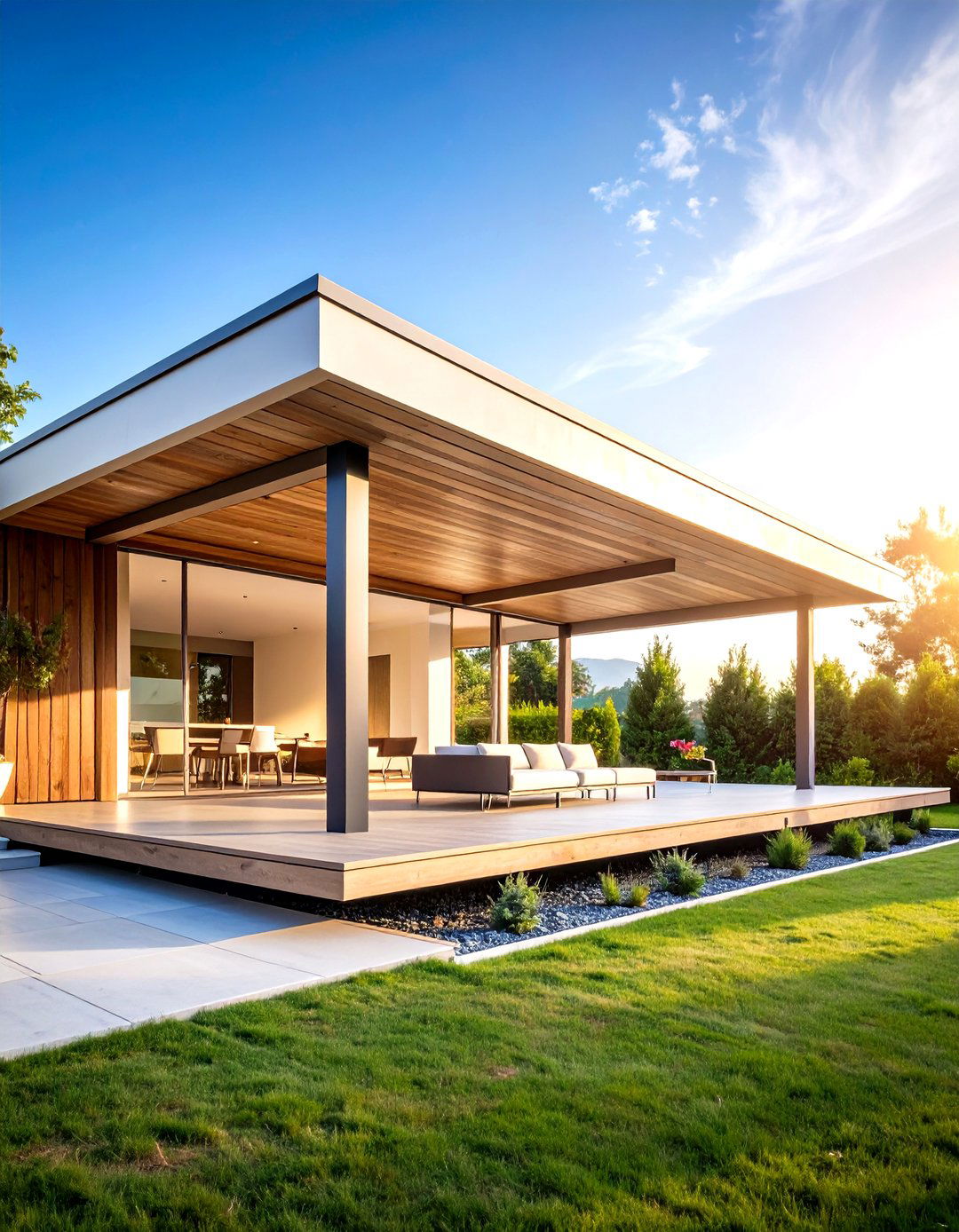 Cantilevered Pavilion with Extended Roof - 24 Outdoor Pavilion Ideas