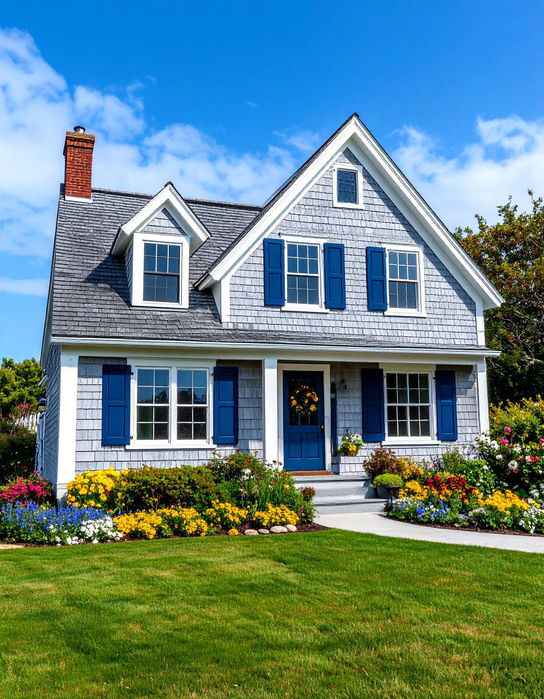 Cape Cod Grey Cottage Style - 24 Grey House With Black Trim