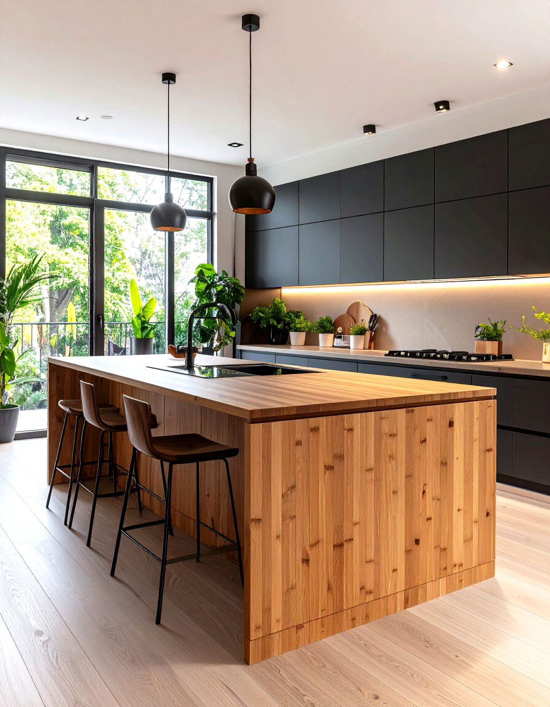 Carbonized Bamboo Modern Kitchen Islands - 24 Wood Countertop Ideas