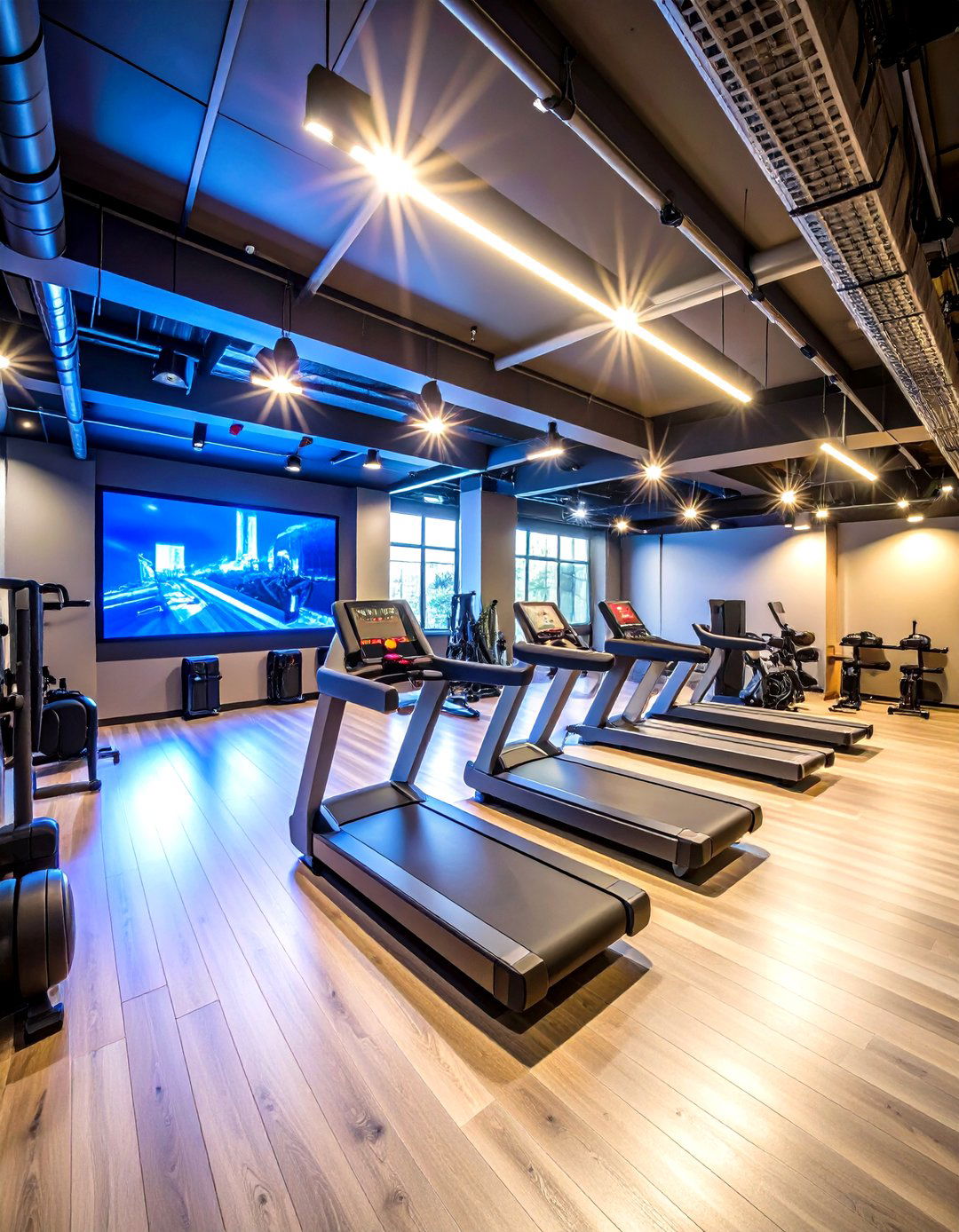 Cardio Theater Entertainment Complex - 24 Basement Gym Ideas