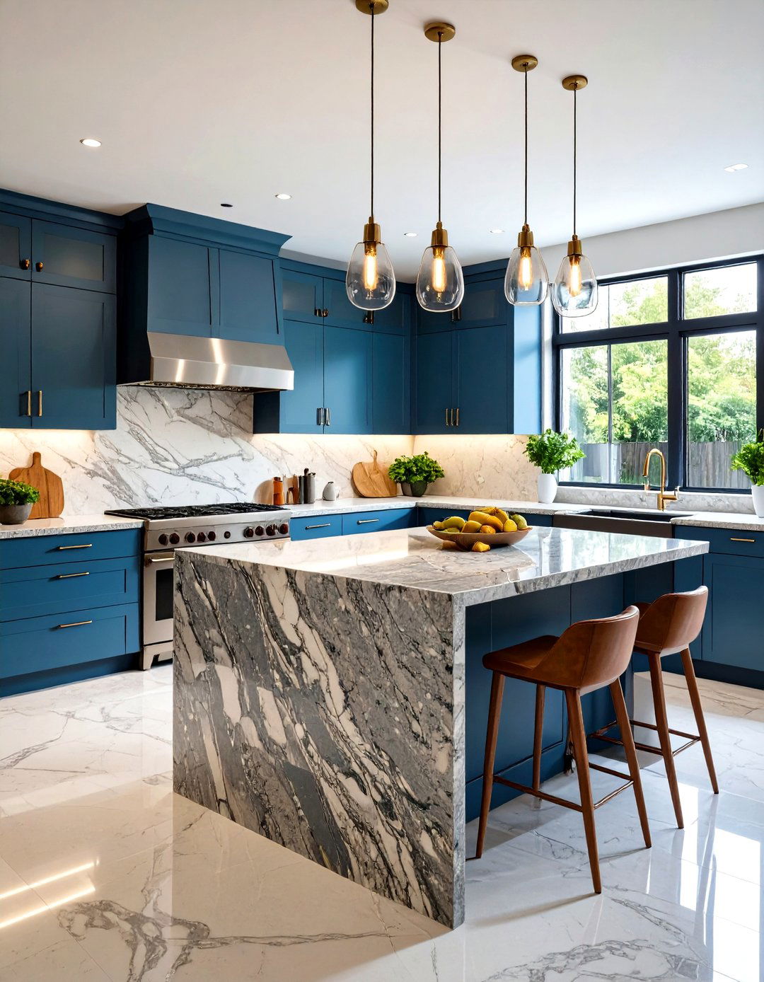 Caressed Finish Contemporary Elegance - 24 Granite Kitchen Countertop Ideas