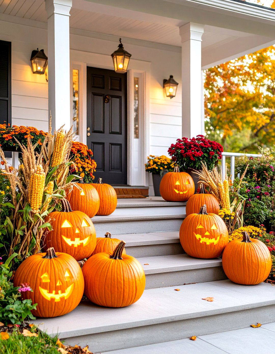 Carved Address Number Pumpkins - 24 Pumpkin Decor Ideas