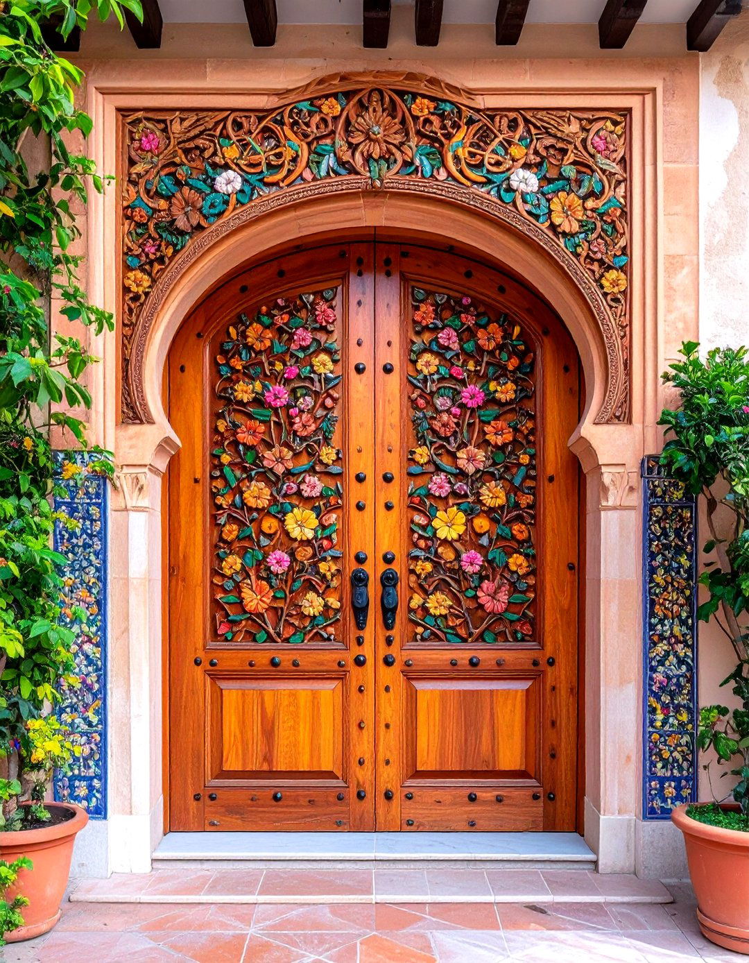 Carved Relief Spanish Door Panel - 24 Spanish Style Front Door Ideas