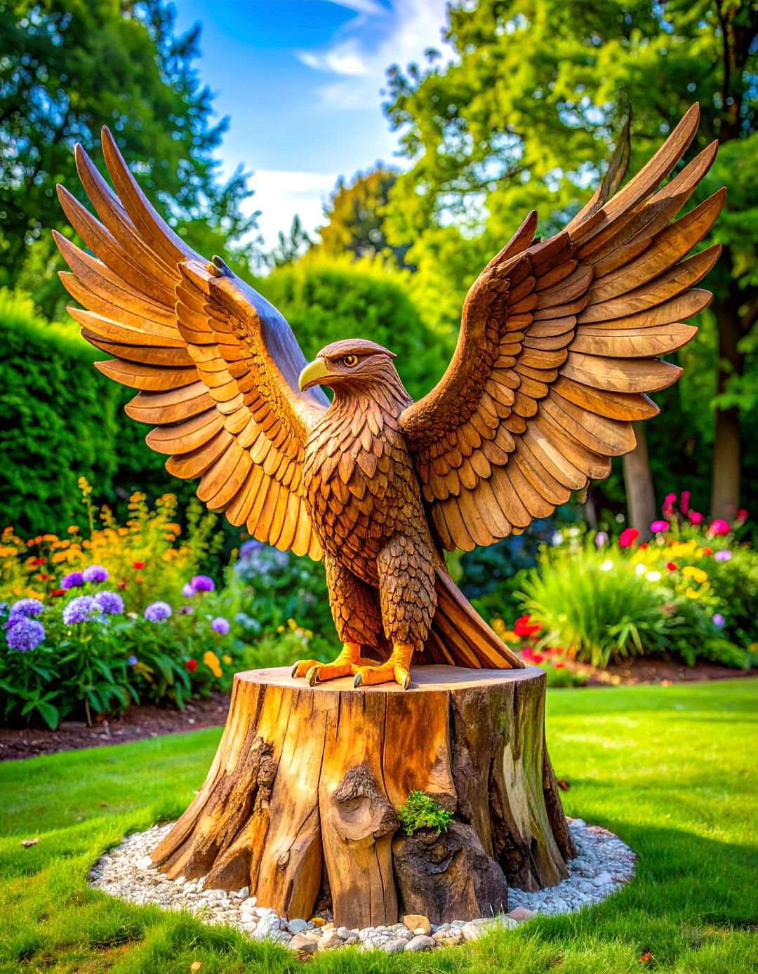 Carved Tree Stump Sculpture Art - 24 Tree Stump Decorating Ideas