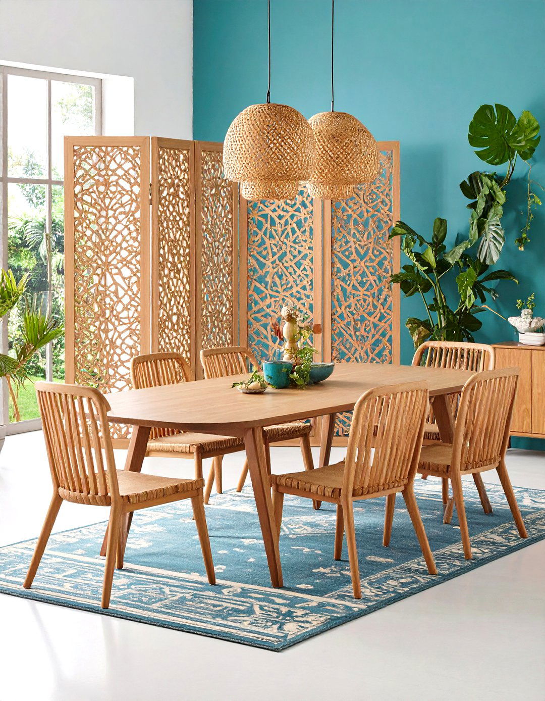 Carved Wood Room Dividers - 24 Boho Dining Room Ideas