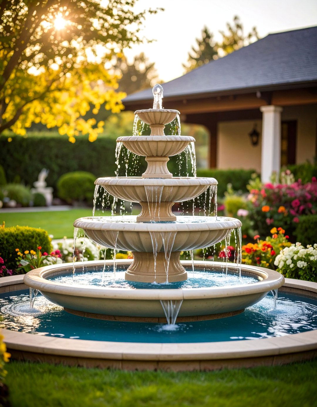 Cascading Bowl Fountain - 24 Backyard Fountain Ideas