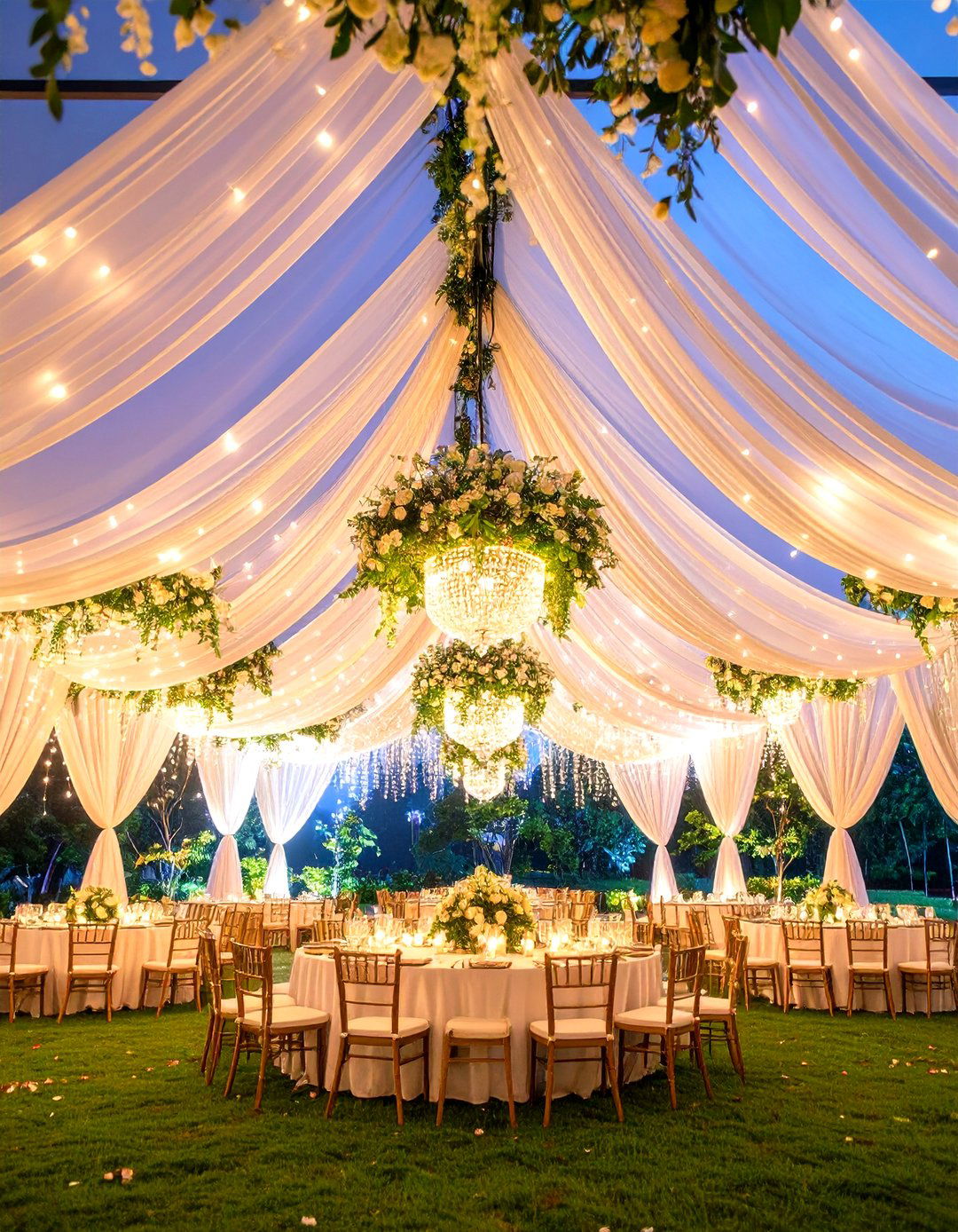 Cascading Fabric Ceiling Treatments - 24 Wedding Decoration Ideas
