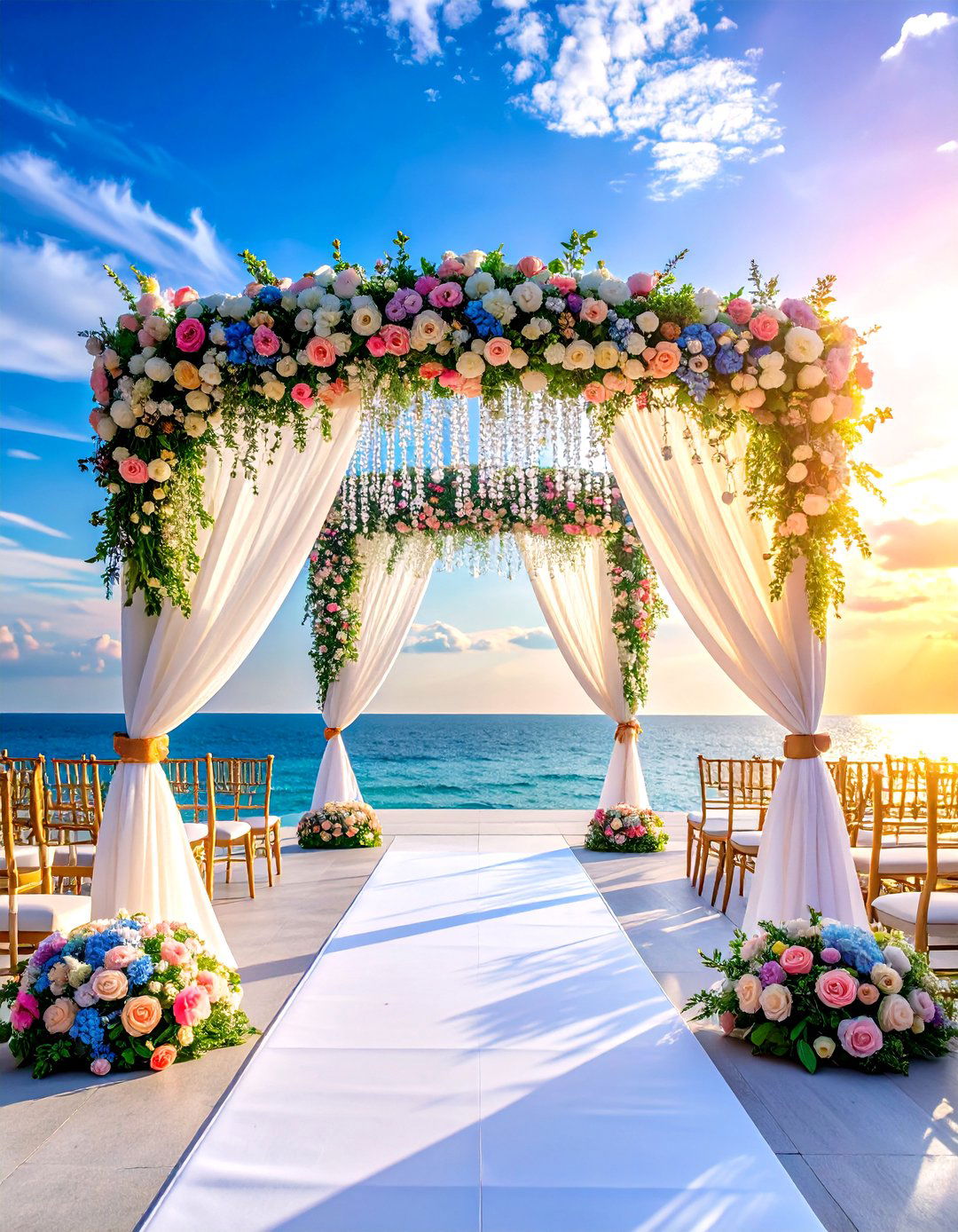 Cascading Floral Ceremony Arches - 24 Glamorous Wedding Ideas