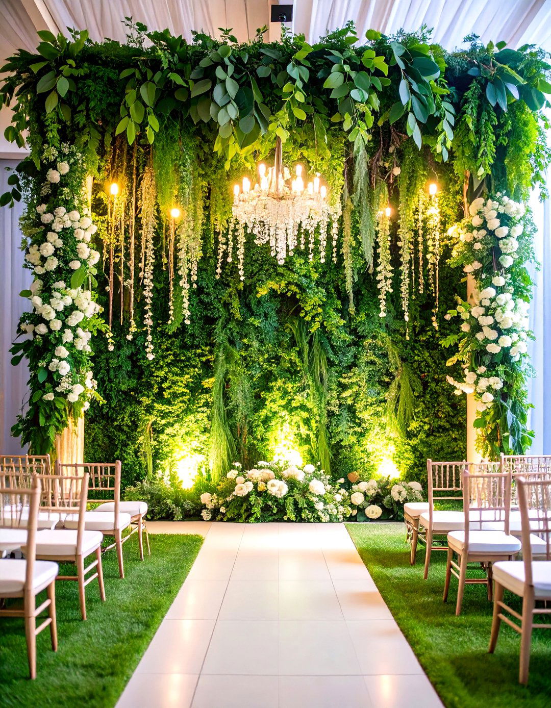 Cascading Greenery Wedding Altars - 24 Wedding Altar Ideas