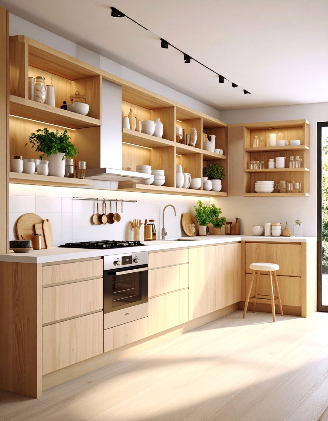 Cashmere Kitchen with Open Shelving Display - 24 Cashmere Kitchen Ideas