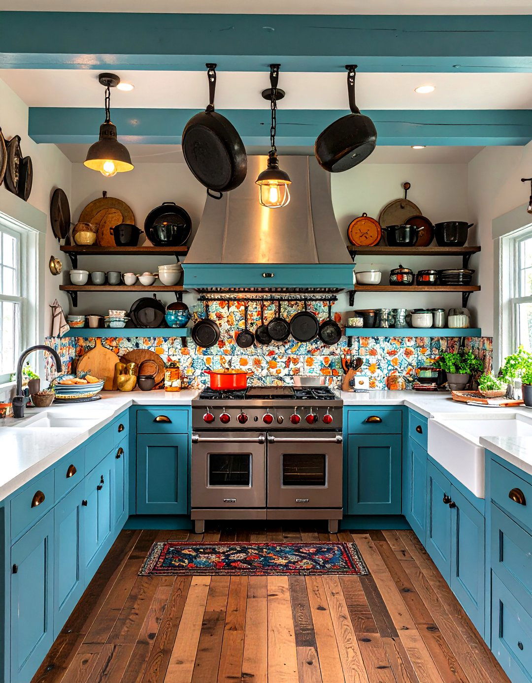 Cast Iron Cookware Display Kitchen - 24 Rustic Kitchen Ideas