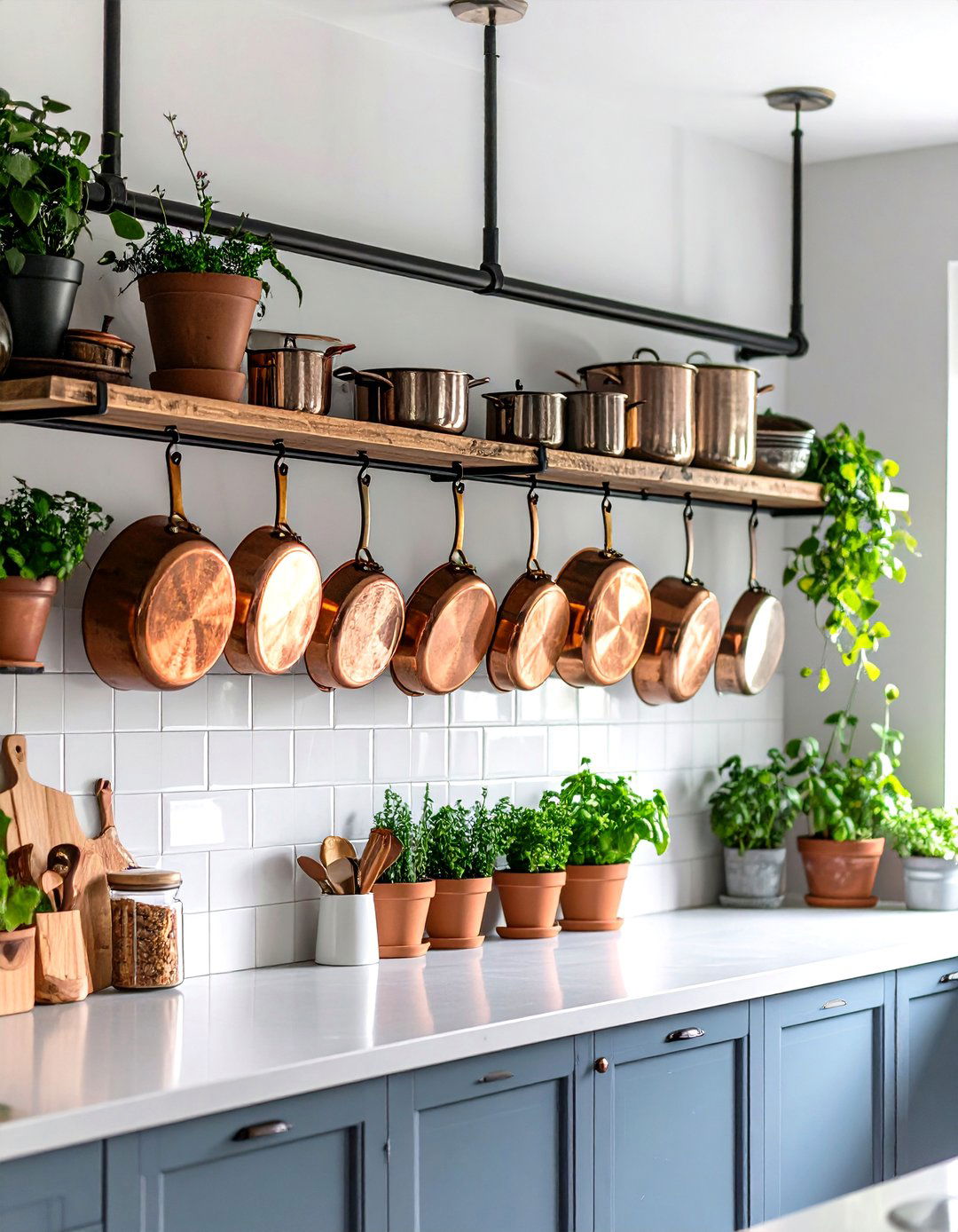 Cast Iron Pot Rack Storage - 24 Tuscan Kitchen Design Ideas