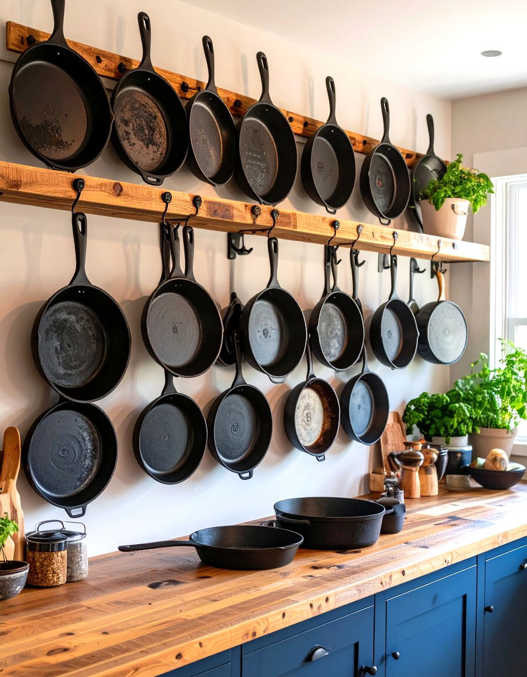 Cast Iron Skillets - 24 Farmhouse Wall Decor Ideas