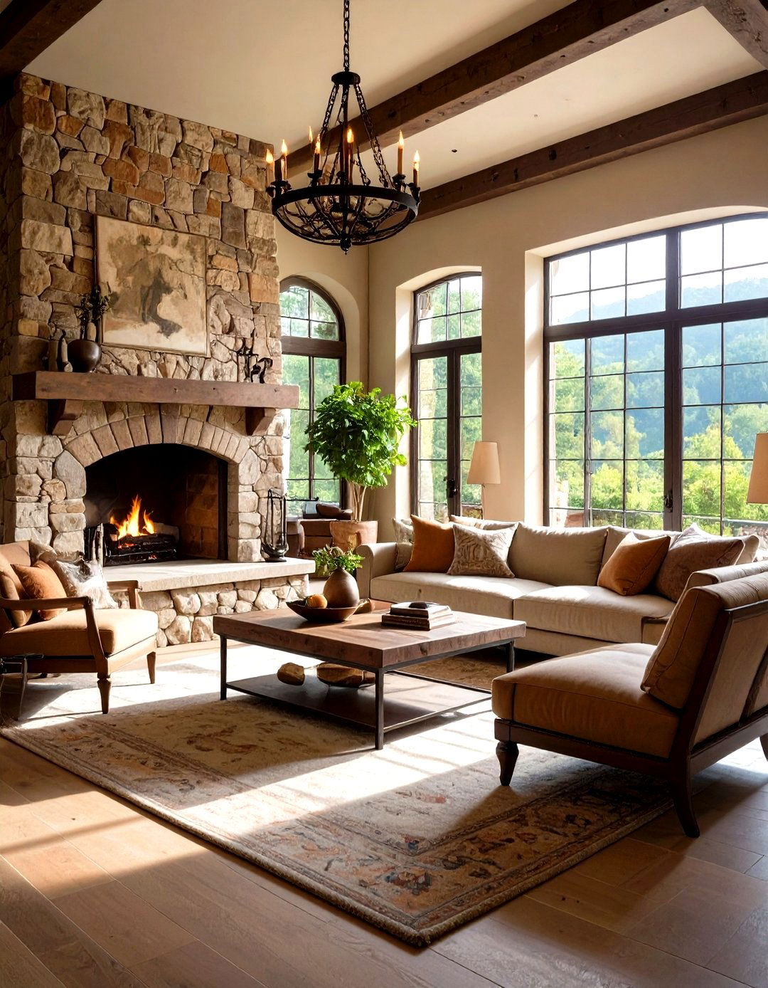 Castle Stone Rustic Elegance - 24 Floor-to-Ceiling Stone Fireplace Ideas